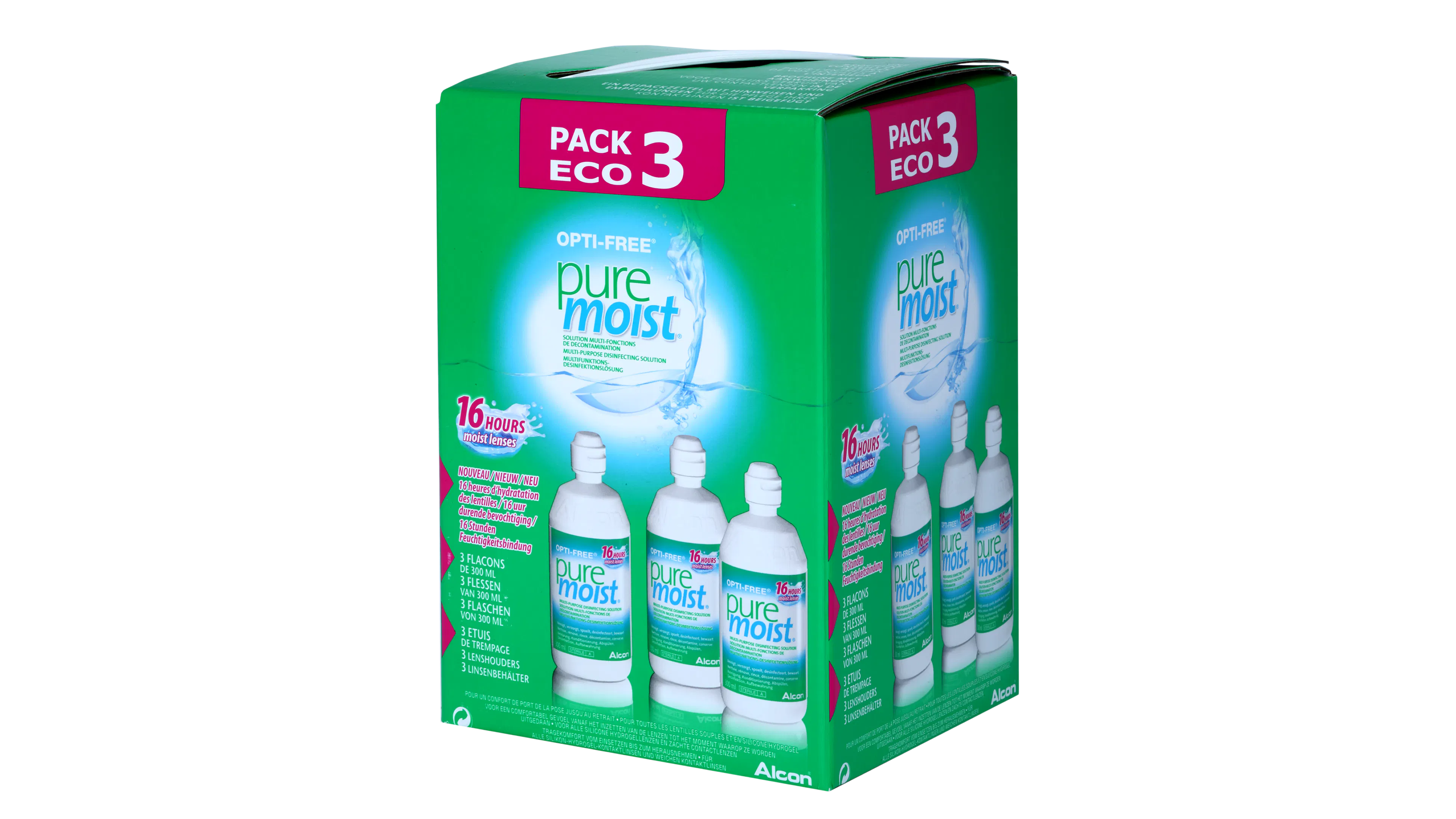 Front, Opti-Free Puremoist - Pack 3X300ml Multifonction FLACON TRI-PACK (…..)