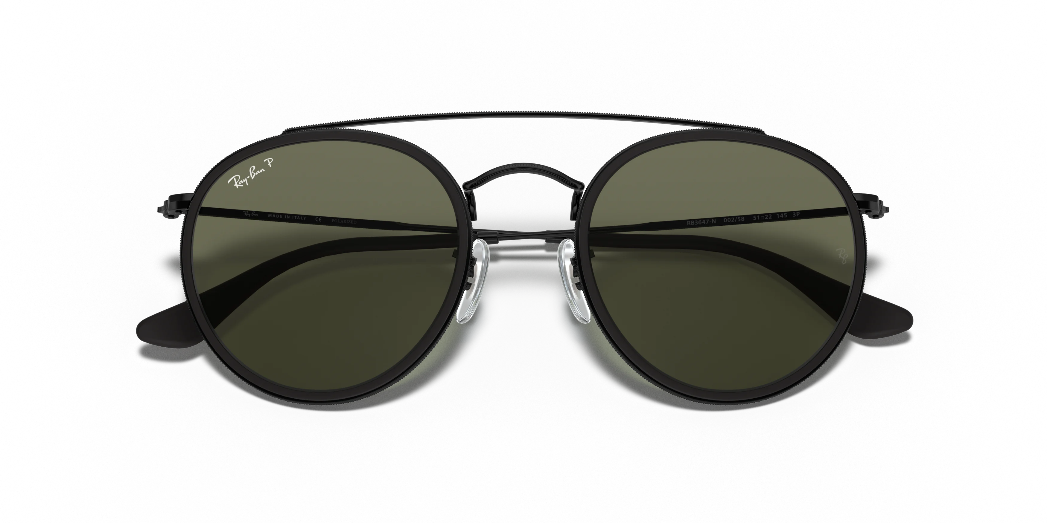 Folded, RAY-BAN Round Double Bridge RB3647N 002/58