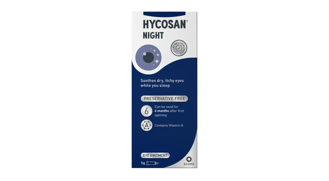Front, Hycosan Night Preservative Free Eye Ointment 1 x 5g