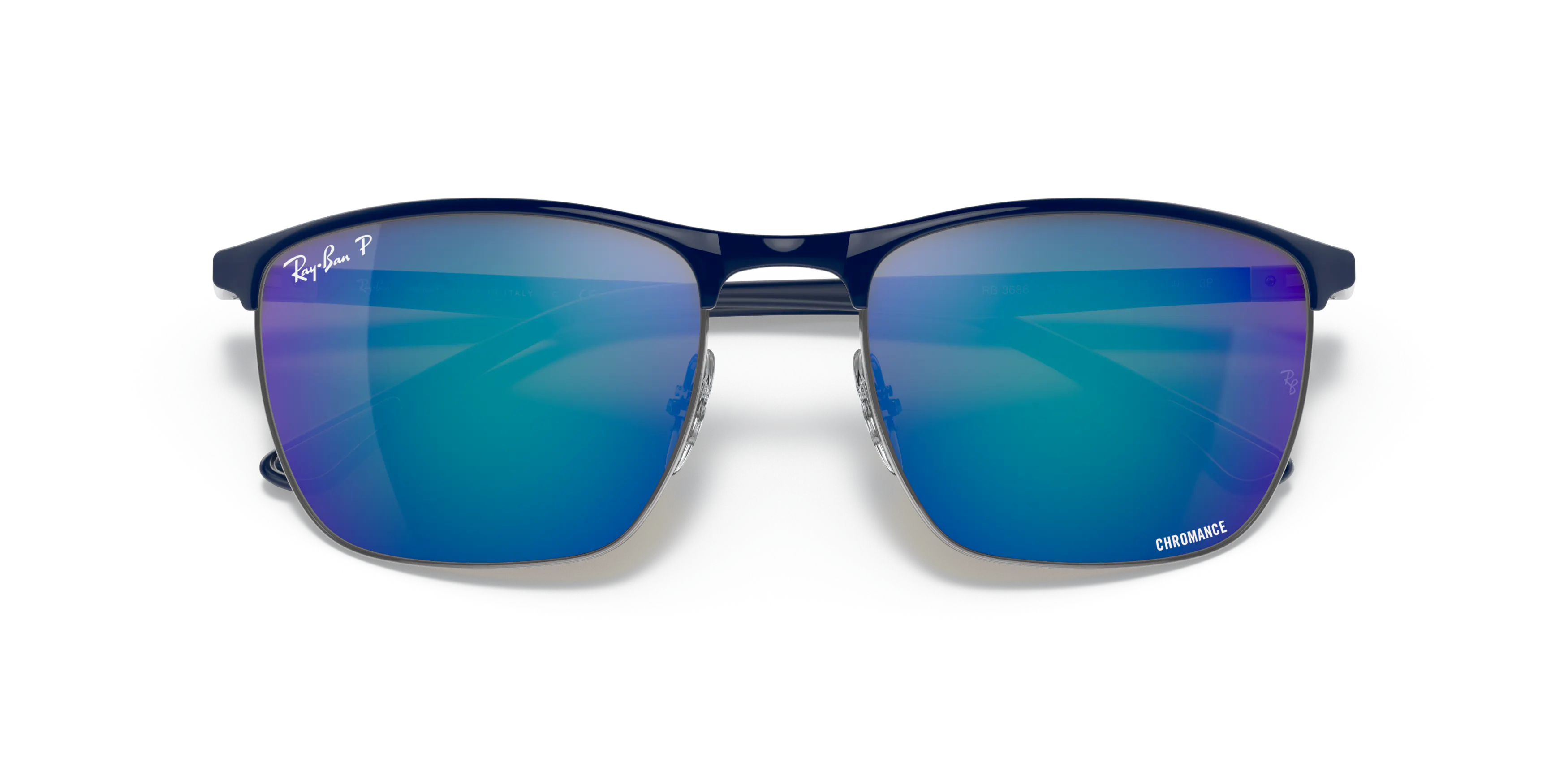 Ray Ban Rb3686 Ray-Ban RB3686 Chromance square Sunglasses with Blue frame and Blue ...