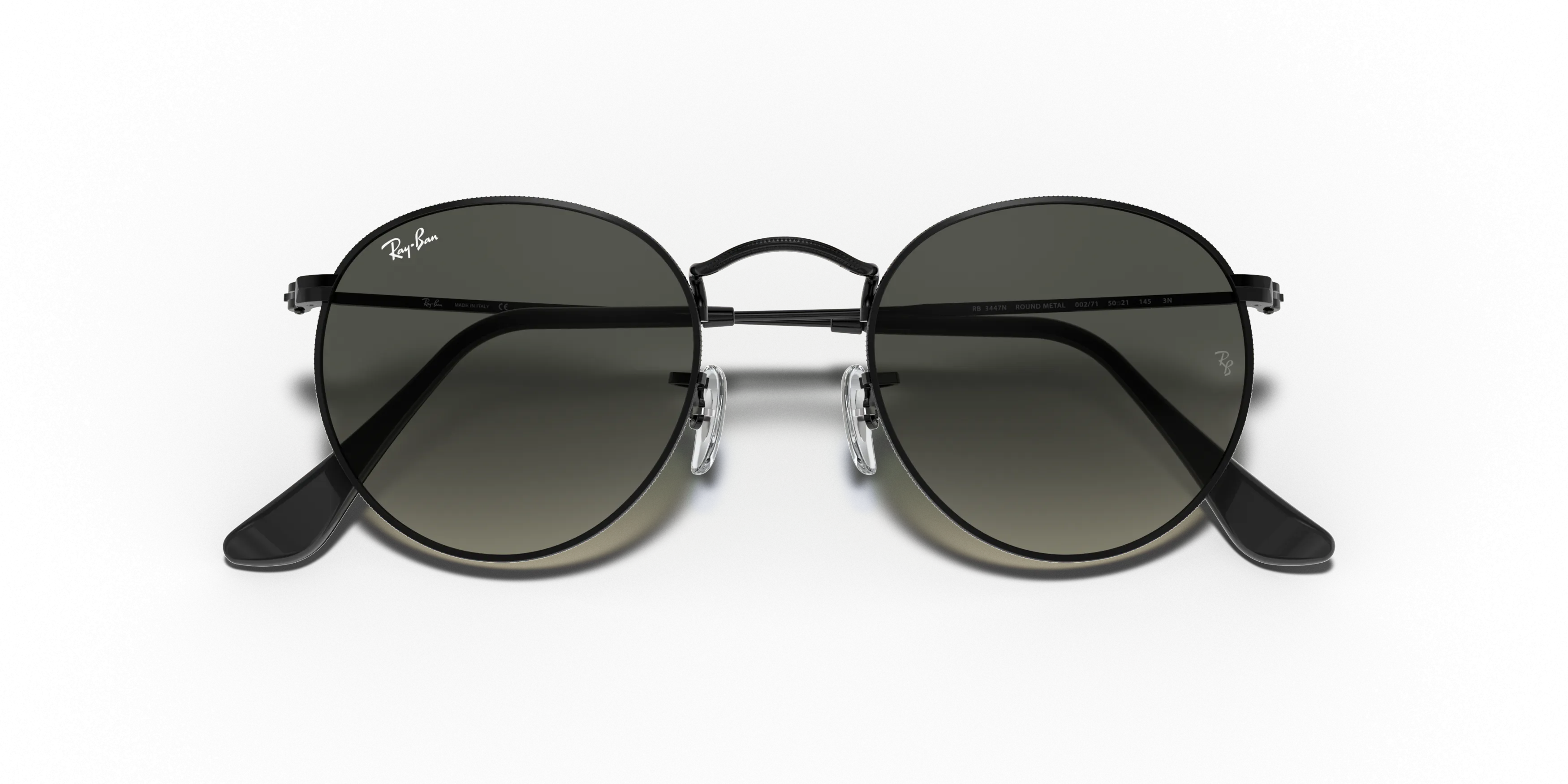 Ray-Ban RB3447-N ROUND L 002/71 ブラック Óculos de sol Ray-Ban Round Flat Lenses RB3447N 002/71 para homem