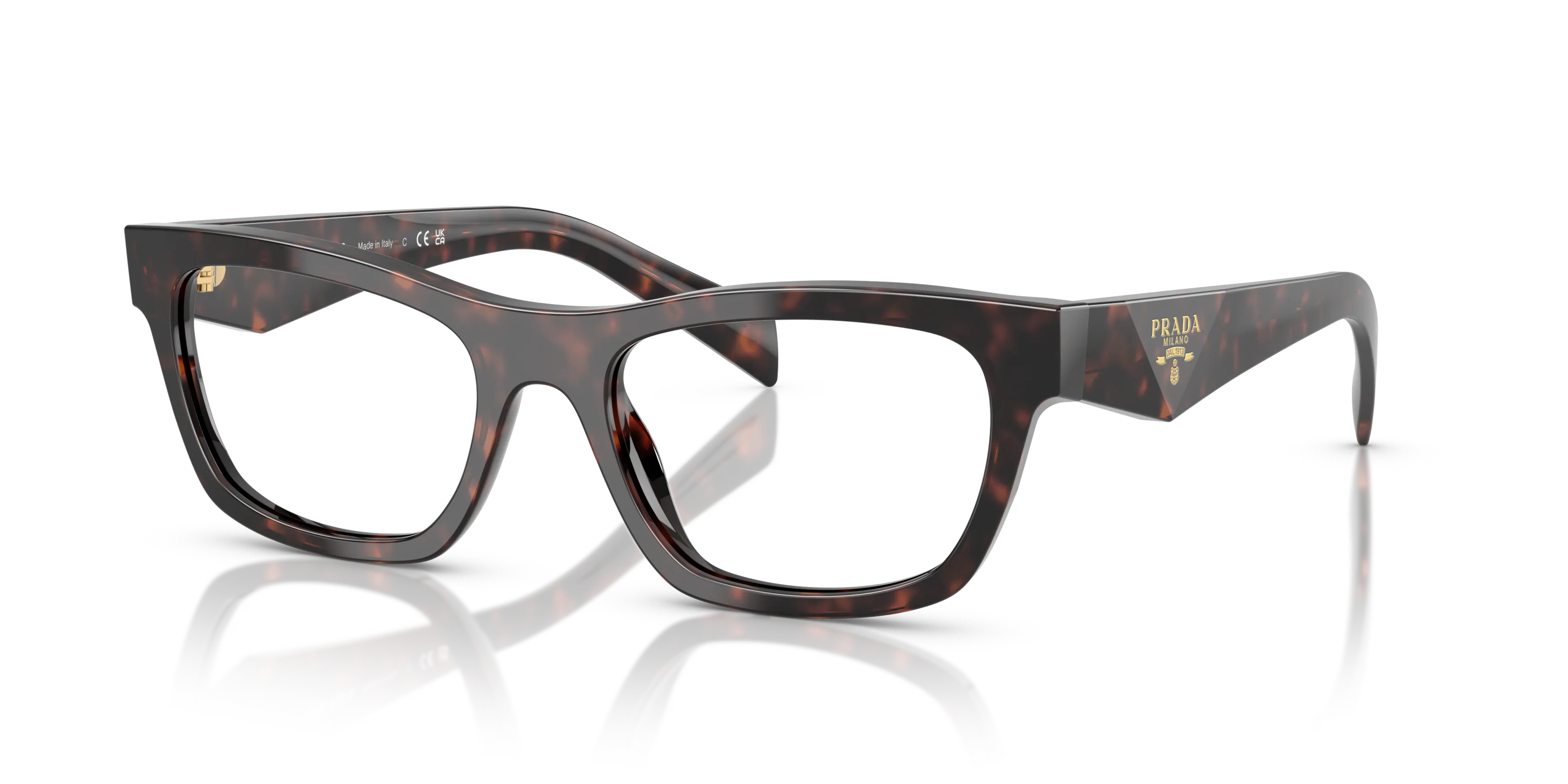 Prada Rectangle-Square Eyeglasses - Havana - Acetate