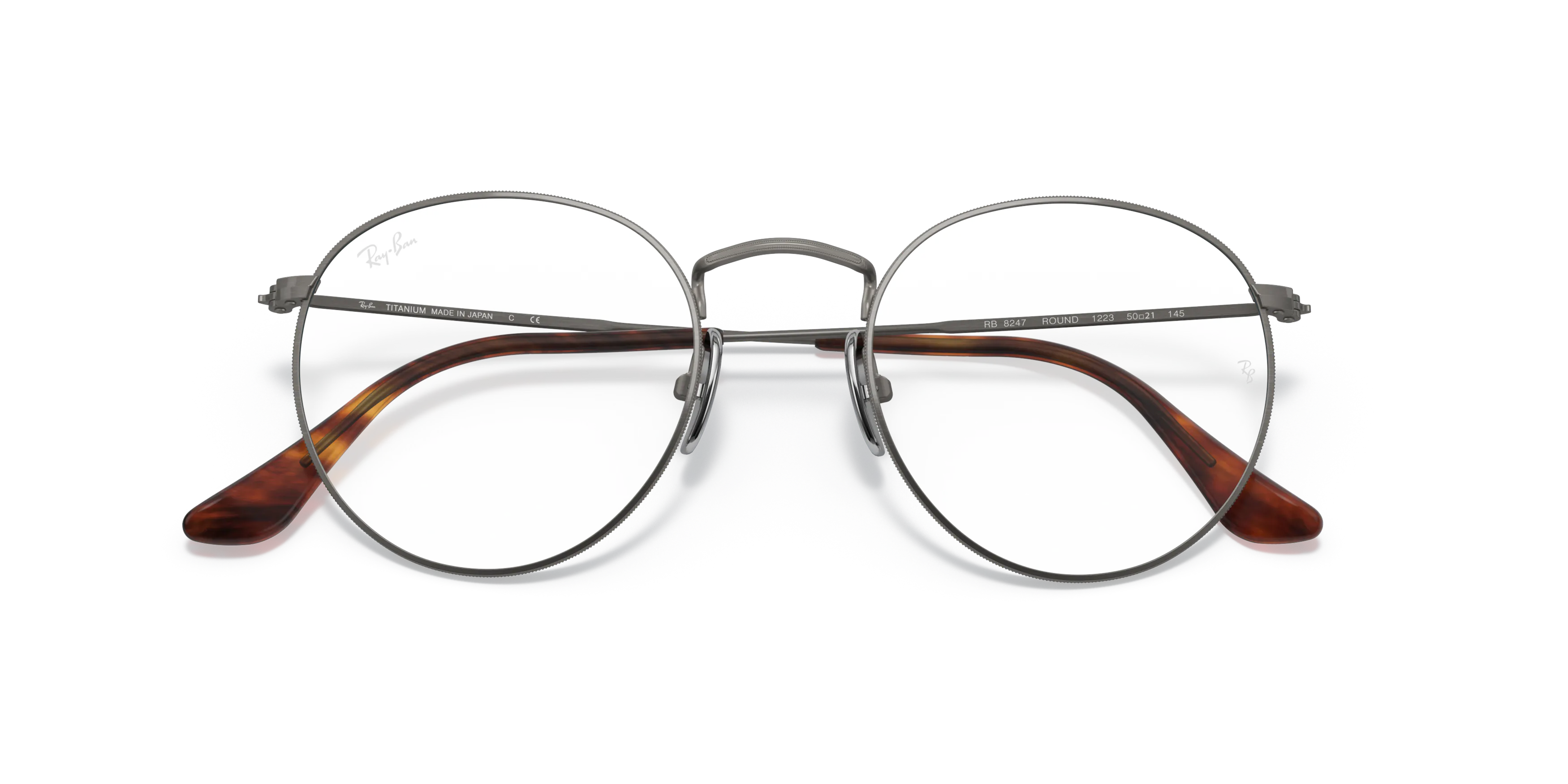 Folded, RAY-BAN Round Titanium Optics RX8247V 1223