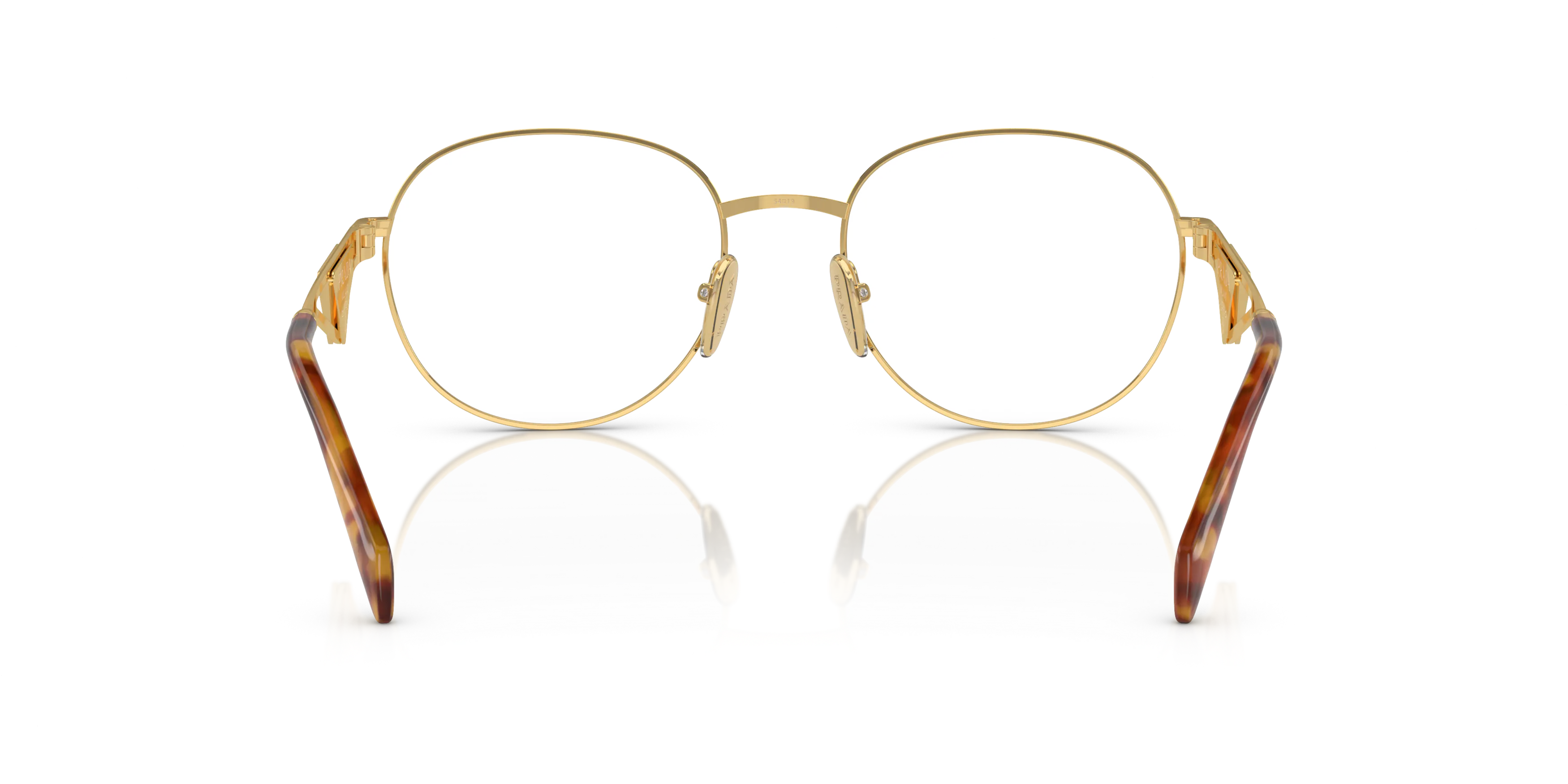 Prada PR A50V Full Rim Glasses Gold Frames | David Clulow