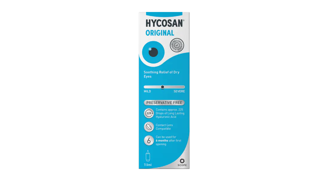 Front, Hycosan Original Preservative Free Eye Drops 1 x 7.5ml