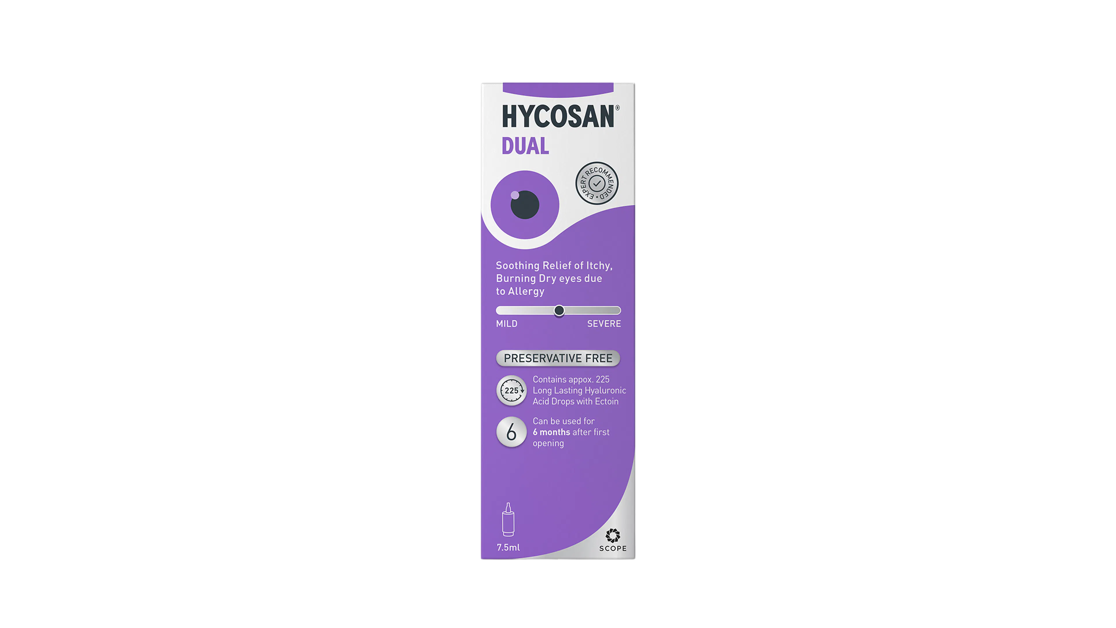 Front, Hycosan Dual Preservative Free Eye Drops 1 x 7.5ml