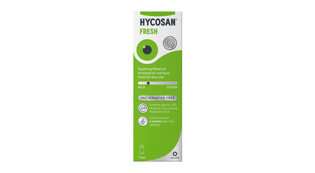 Front, Hycosan Fresh Preservative Free Eye Drops 1 x 7.5ml
