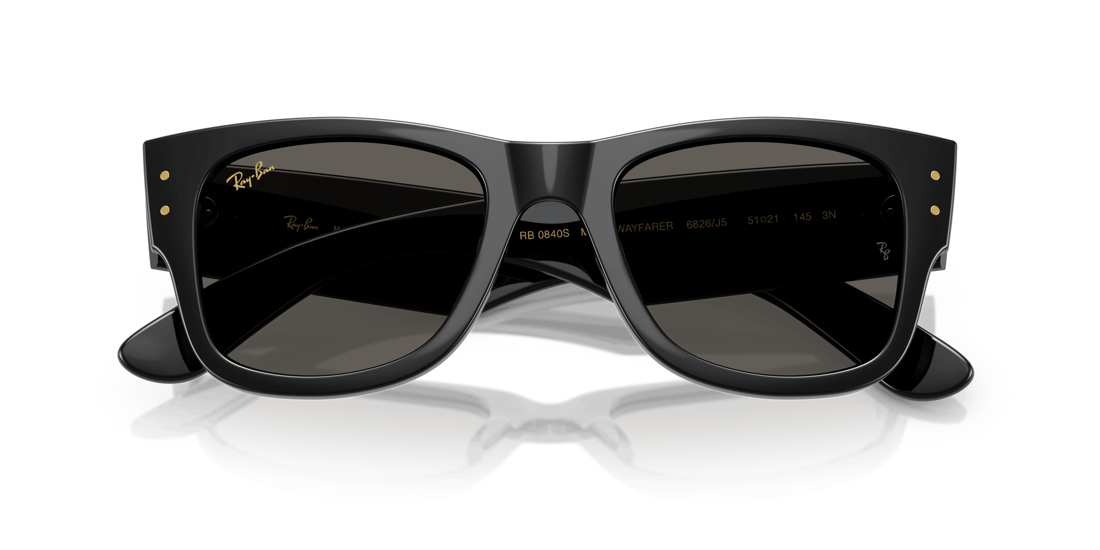 Folded, Ray-Ban Mega Wayfarer Black Out 0RB0840S 6826J5 Solbriller