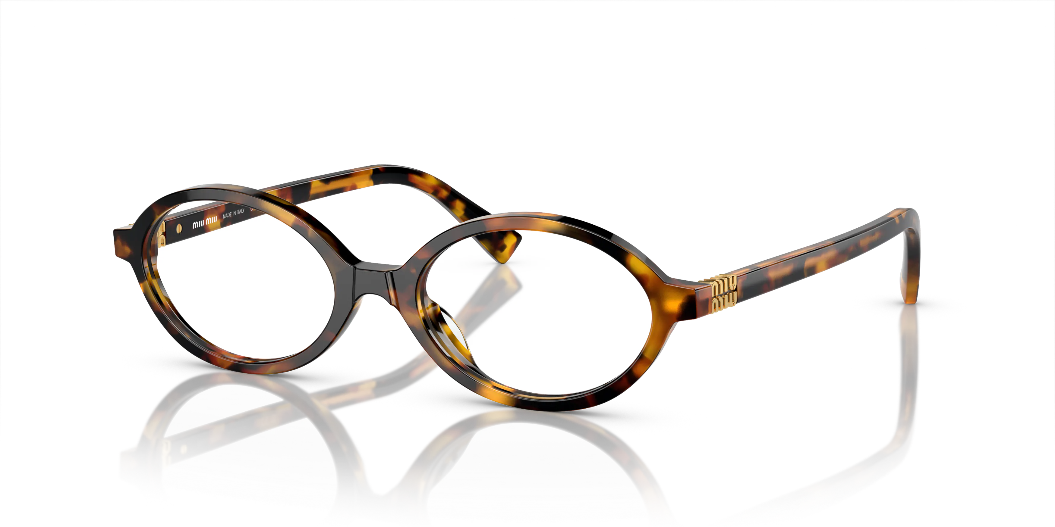 Miu Miu MU 01XV Oval Acetate Eyeglasses 50mm Havana
