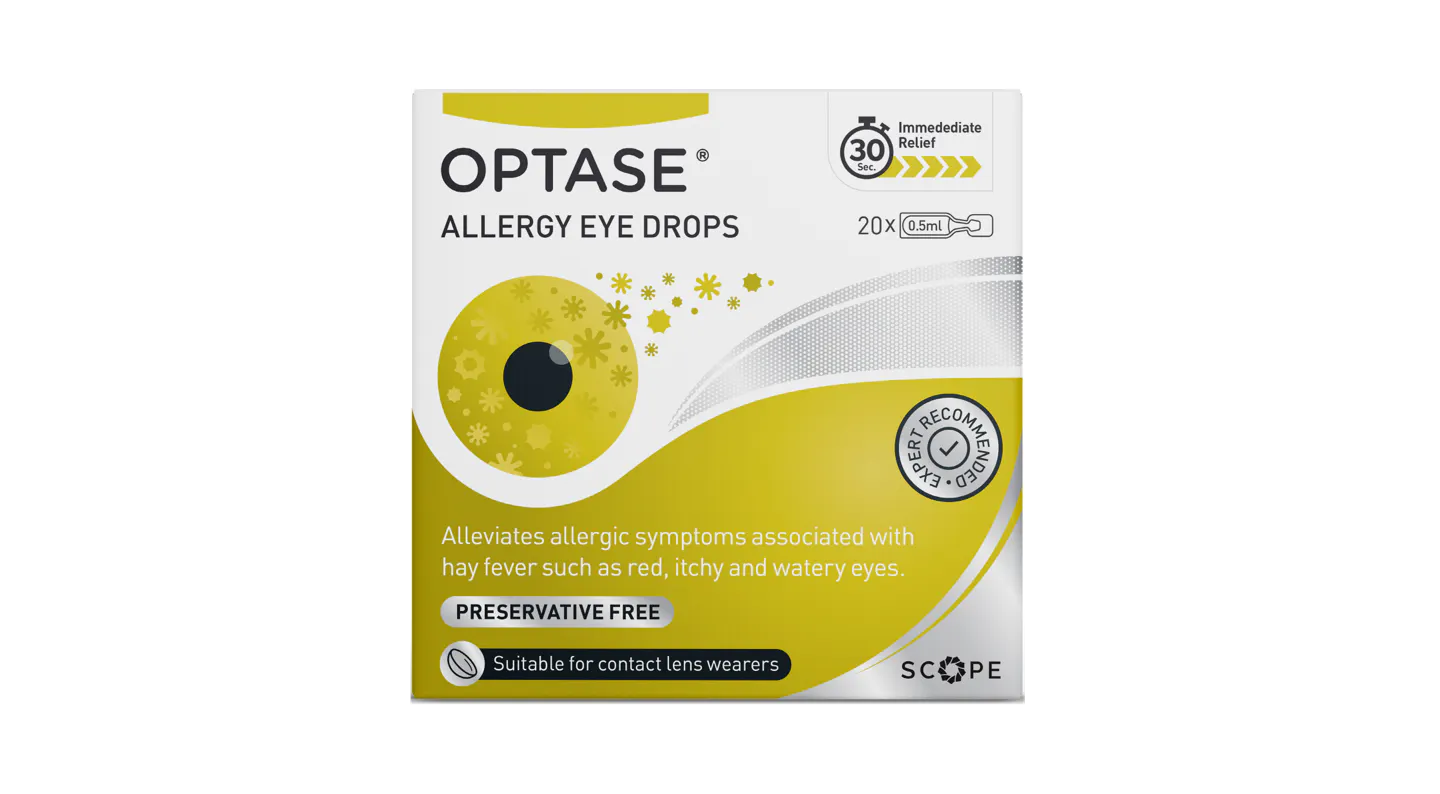 Front, Optase Allergy Preservative Free Eye Drops 20 x 0.5ml