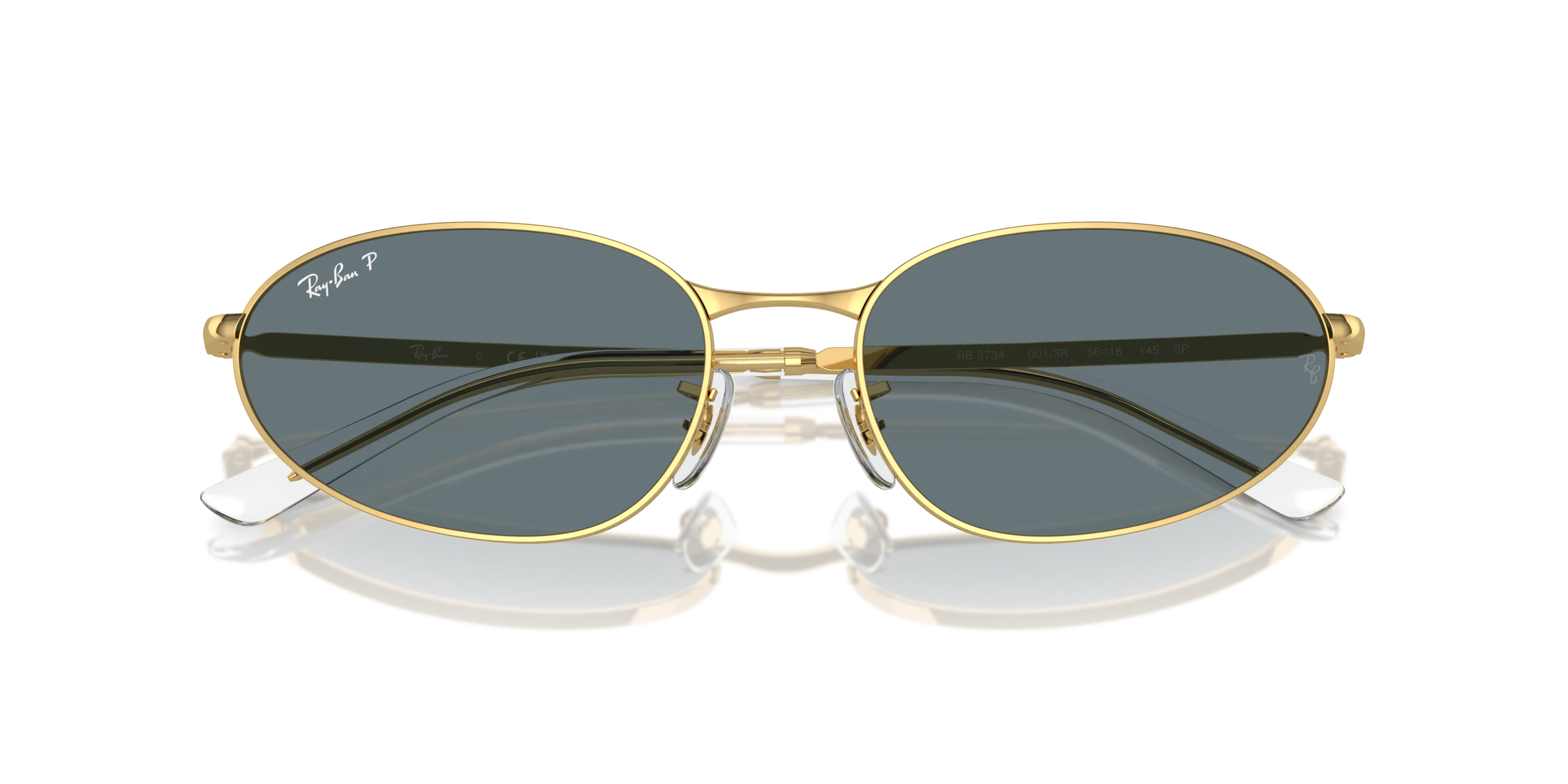 Ray-Ban RB3734 irregular Sunglasses with Gold frame and Blue
