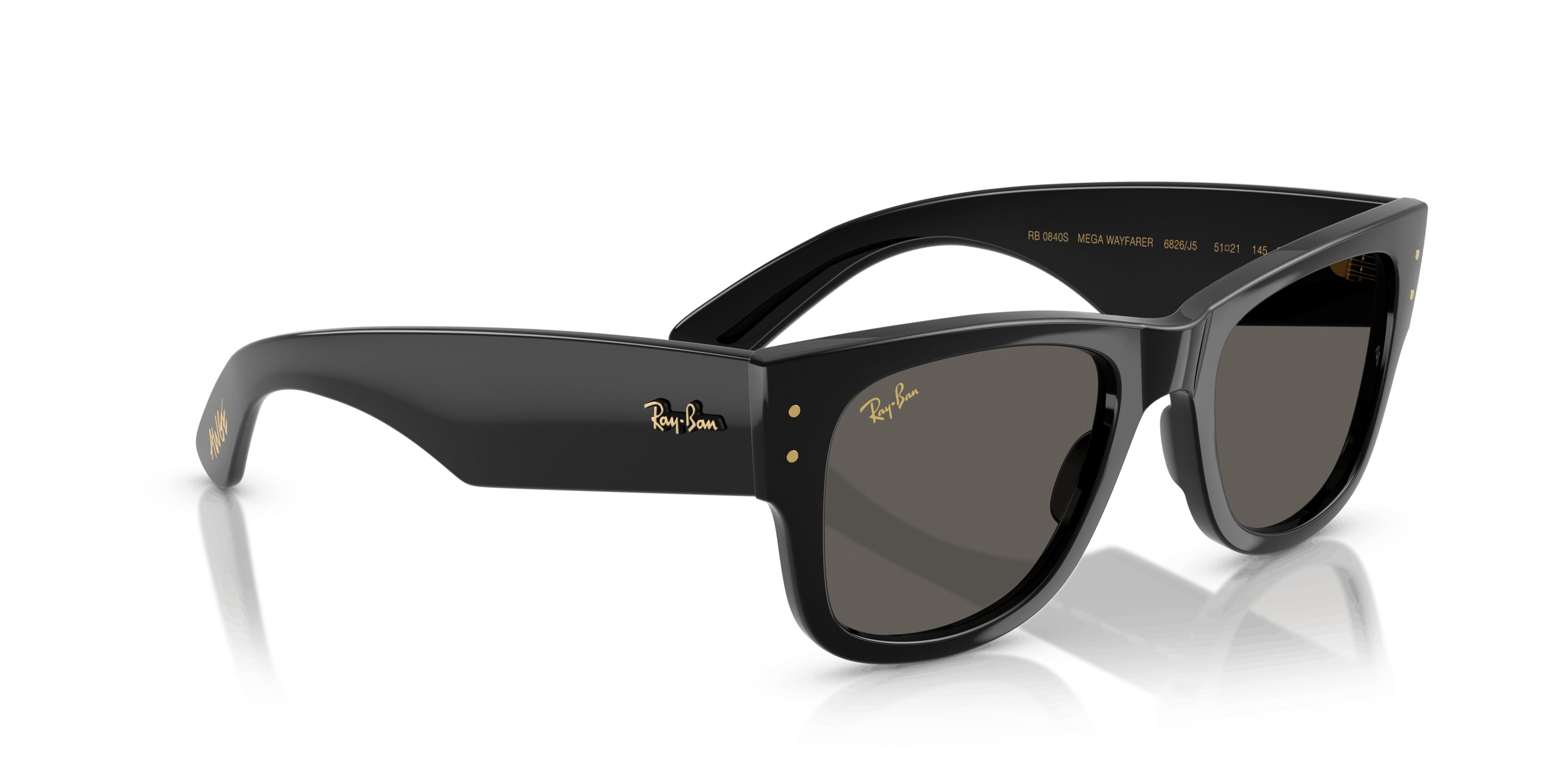 Angle_Right01, Ray-Ban Mega Wayfarer Black Out 0RB0840S 6826J5 Solbriller