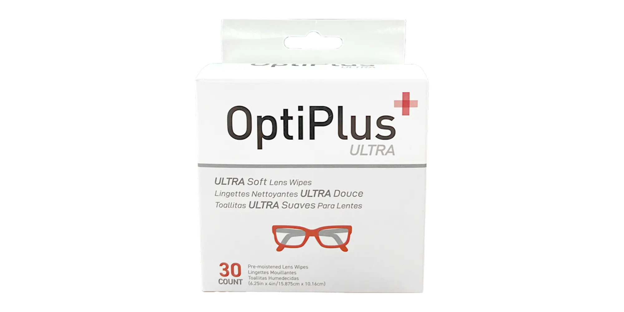 Front, OptiPlus Ultra Glasses Lens Cleaning Wipes - 30 Pack