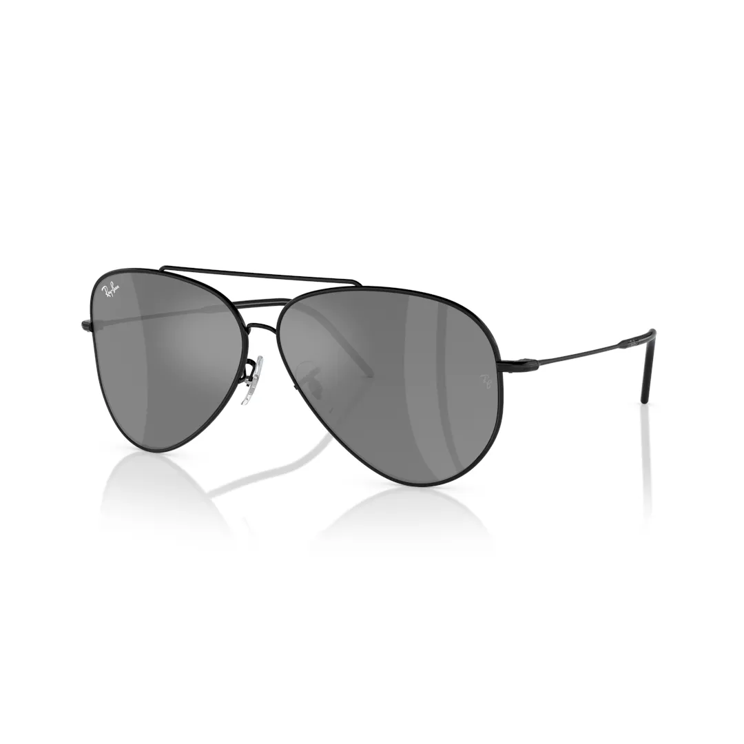 Ray-Ban Aviator Reverse 0RBR0101S Solbriller - Firkantede Sort Spejlede Linser