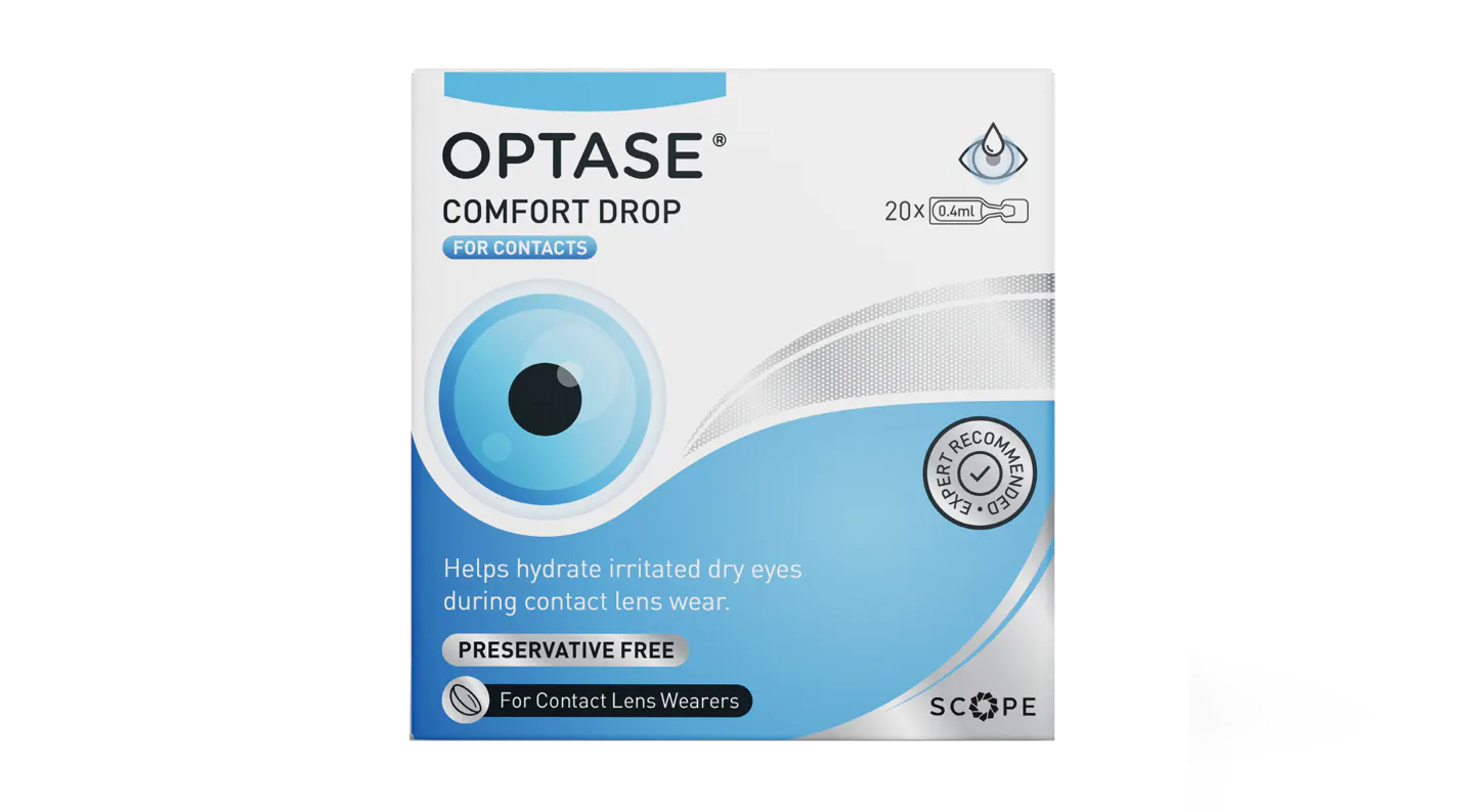 Front, Optase Comfort Drop Preservative Free Eye Drops 20 x 0.4ml
