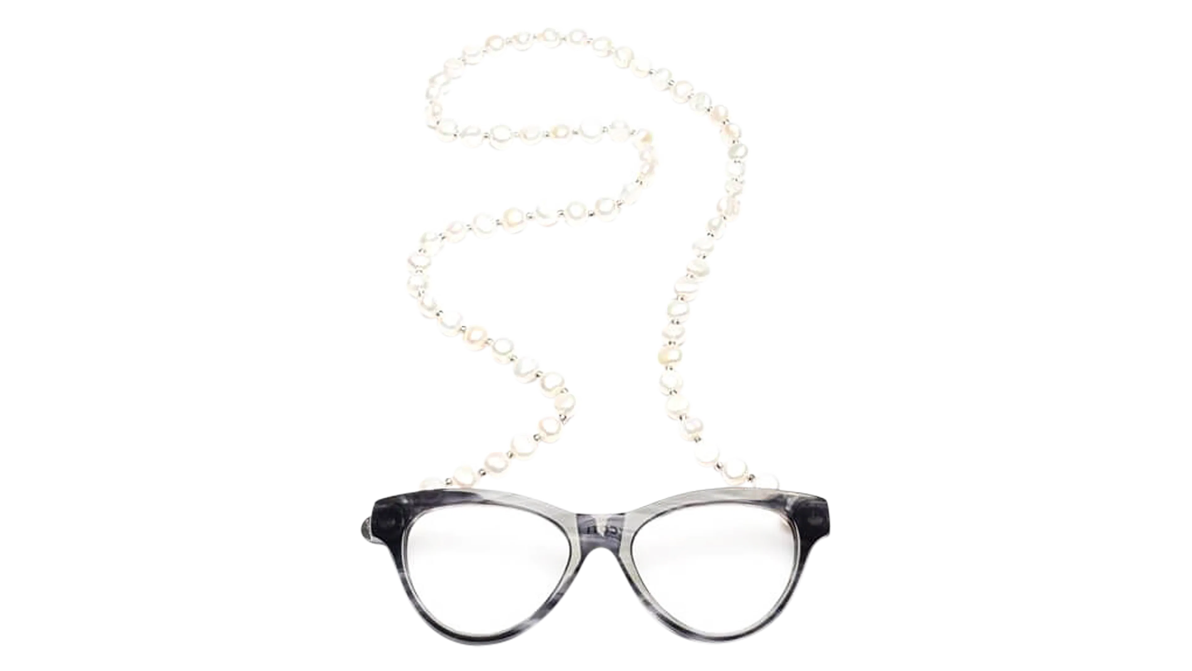 Front, CotiVision Elements Pearls - Soft Grey (+1.00) Necklace Reading Glasses