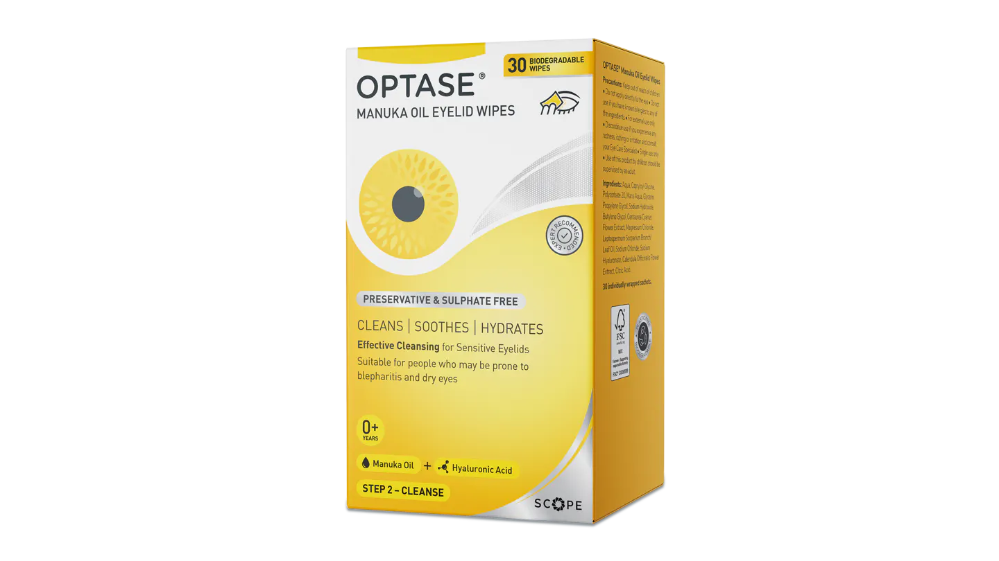 Angle_Left01, Optase Manuka Lid Wipes 30 x Wipes