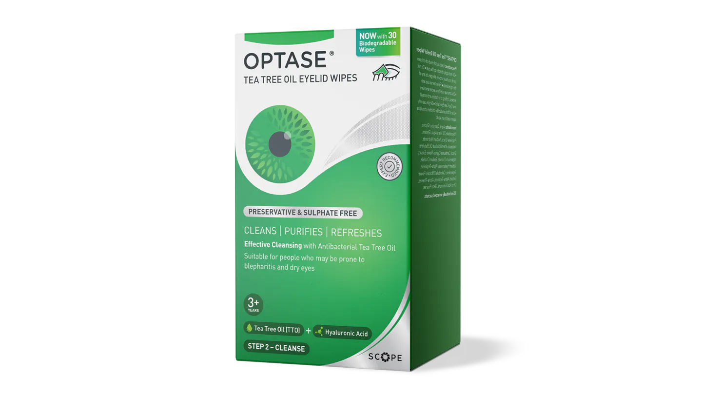 Angle_Left01, Optase TTO Lid Wipes 30 x Wipes