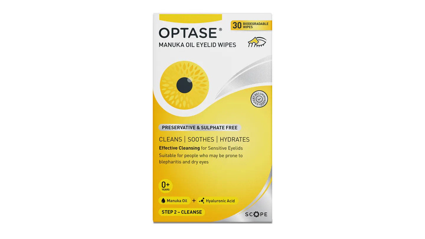 Front, Optase Manuka Lid Wipes 30 x Wipes