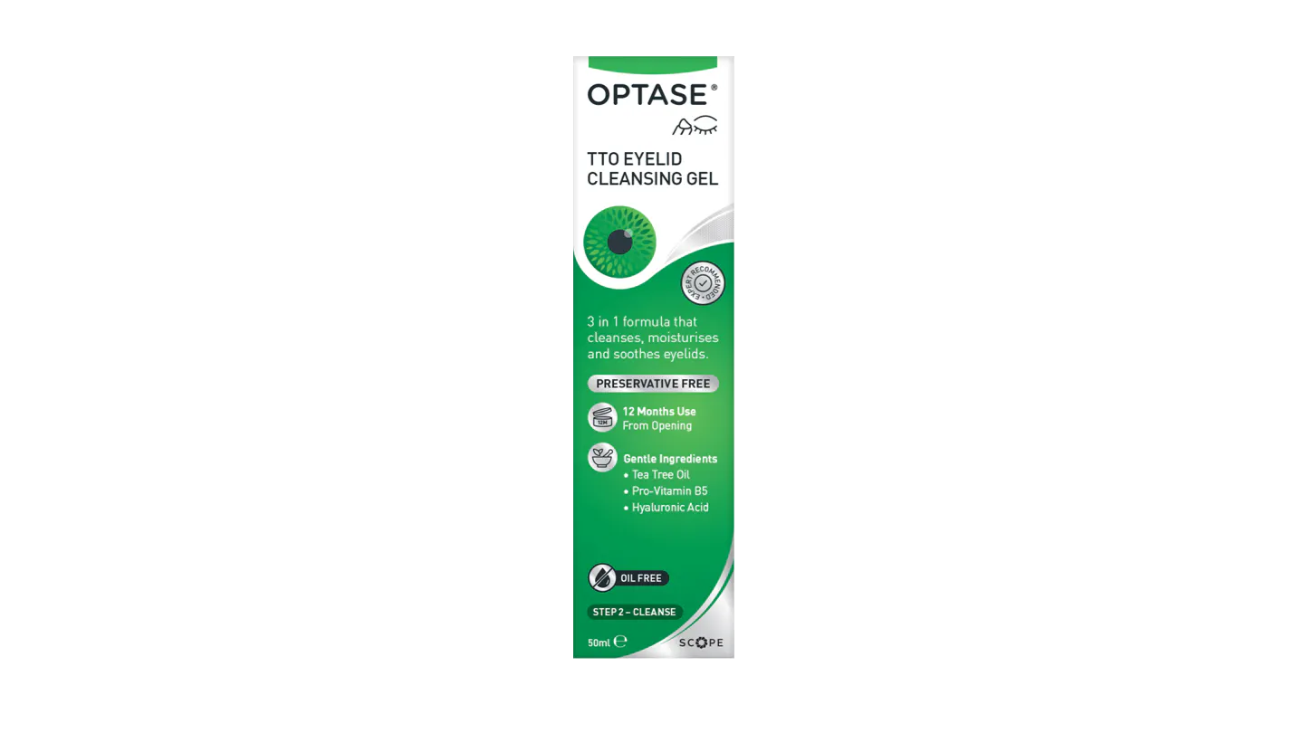 Front, Optase TTO Eyelid Cleansing Gel 1 x 50ml