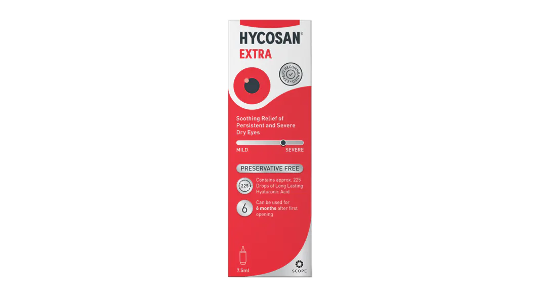 Front, Hycosan Extra Preservative Free Eye Drops 1 x 7.5ml