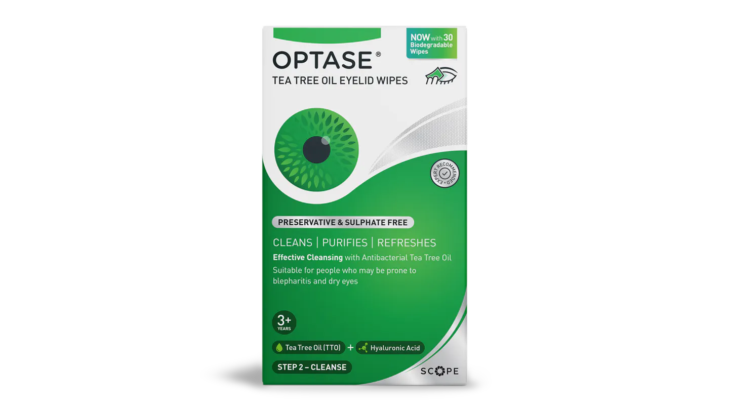 Front, Optase TTO Lid Wipes 30 x Wipes