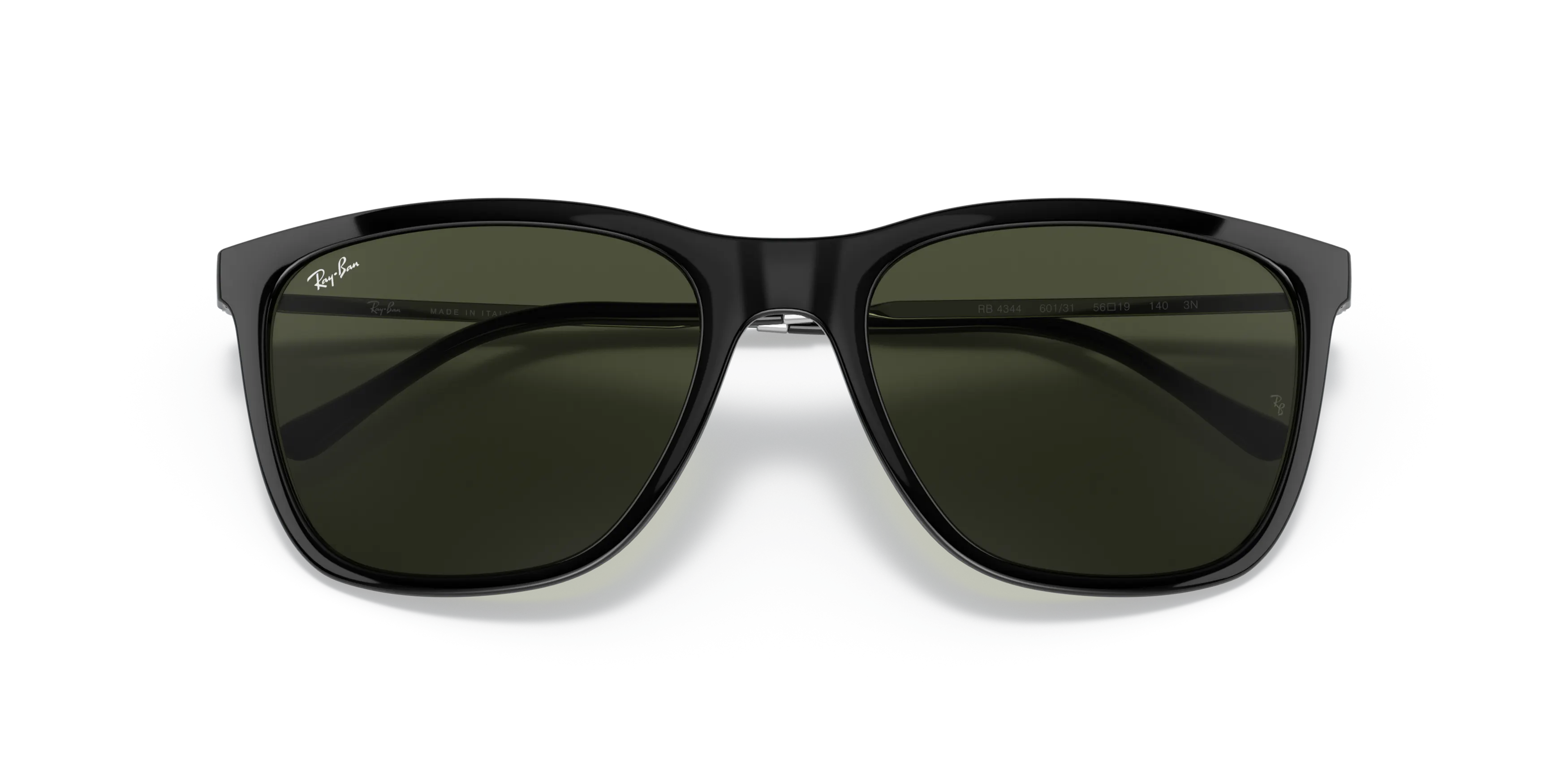 Ray-Ban RB4344 rectangle Sunglasses with Black frame and Green