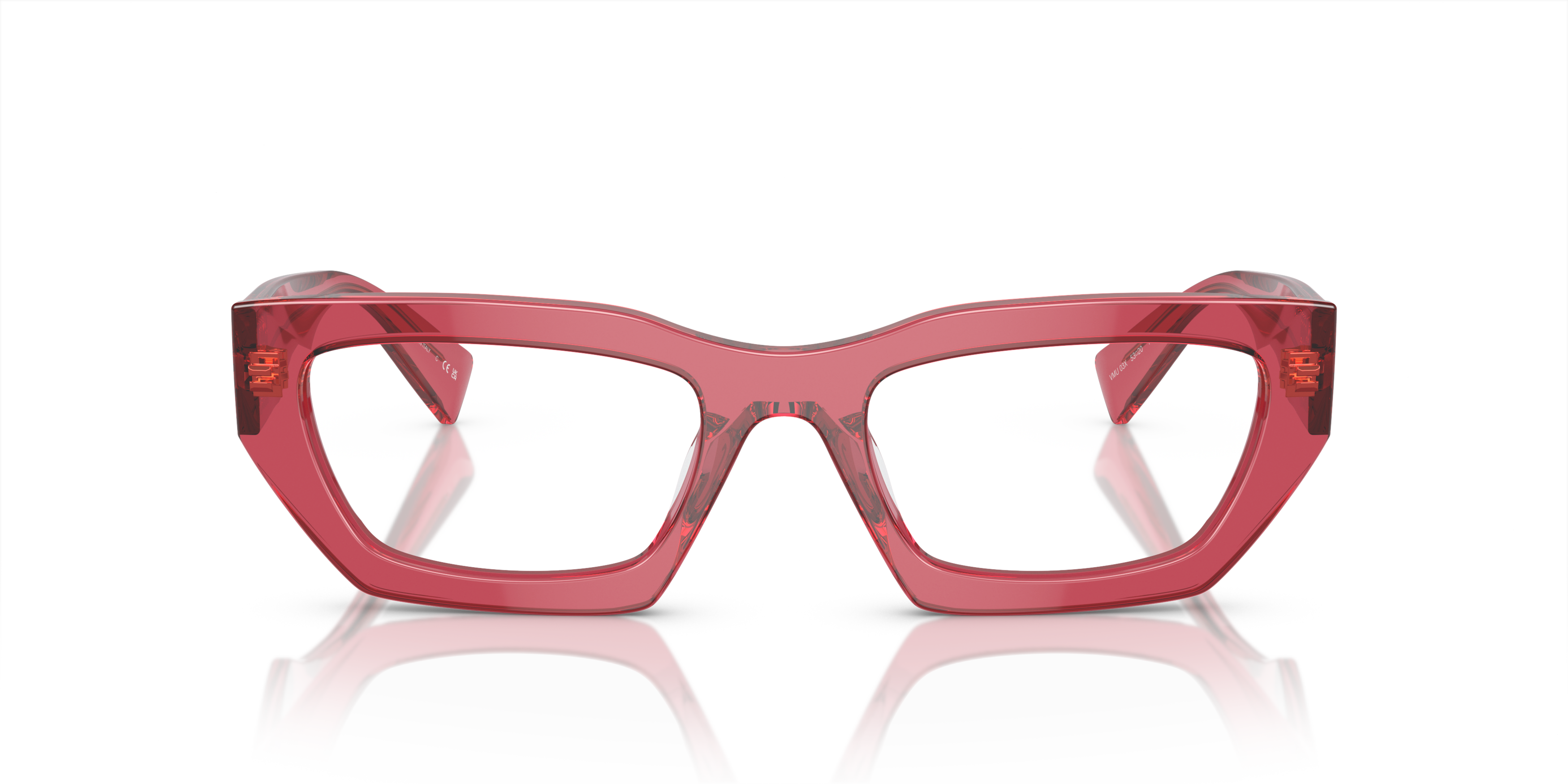 Front Miu Miu MU 03XV 15Q1O1 Transparant, Rood