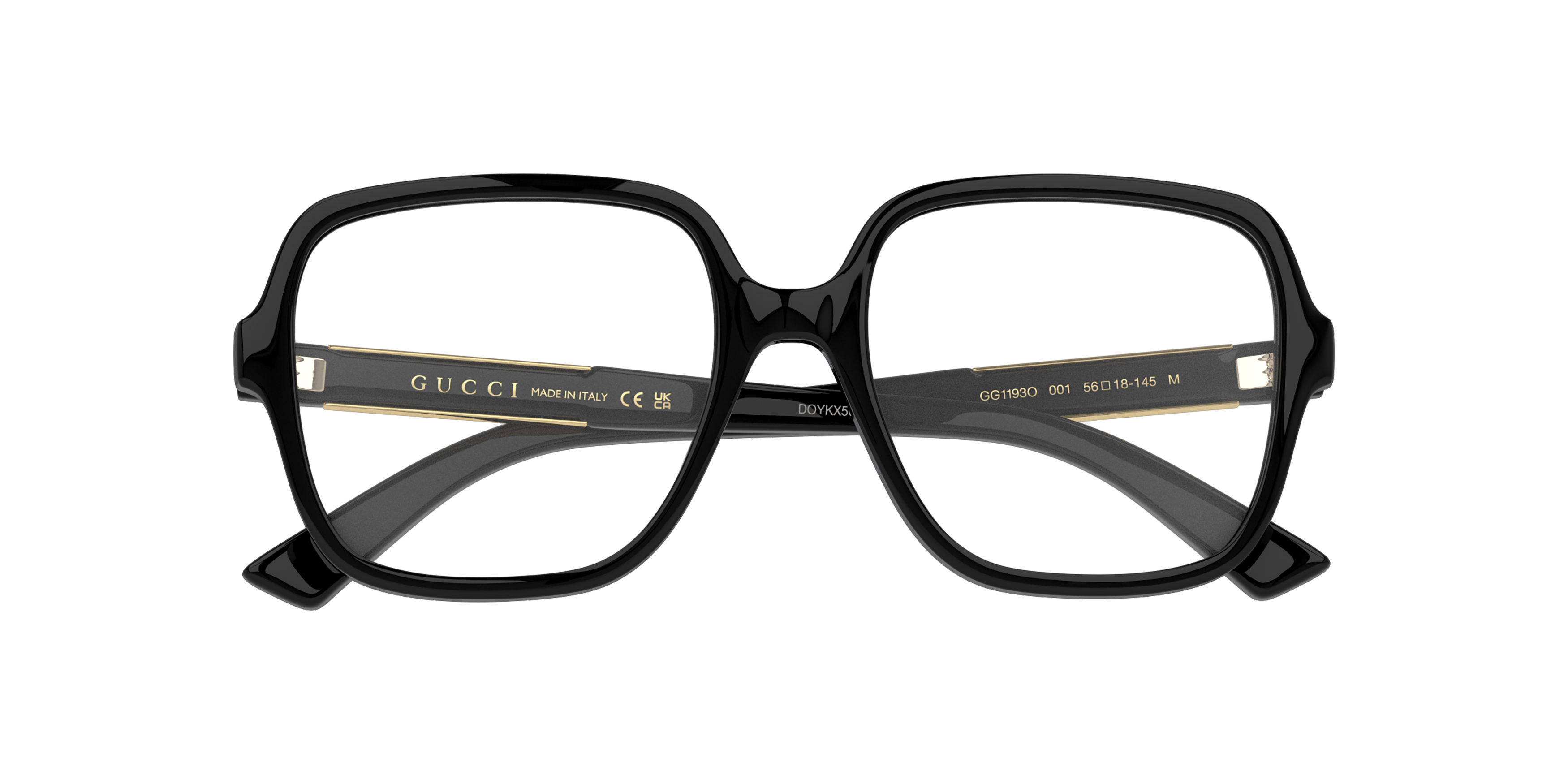 Folded Gucci GG 1193O Glasses Transparent / Black