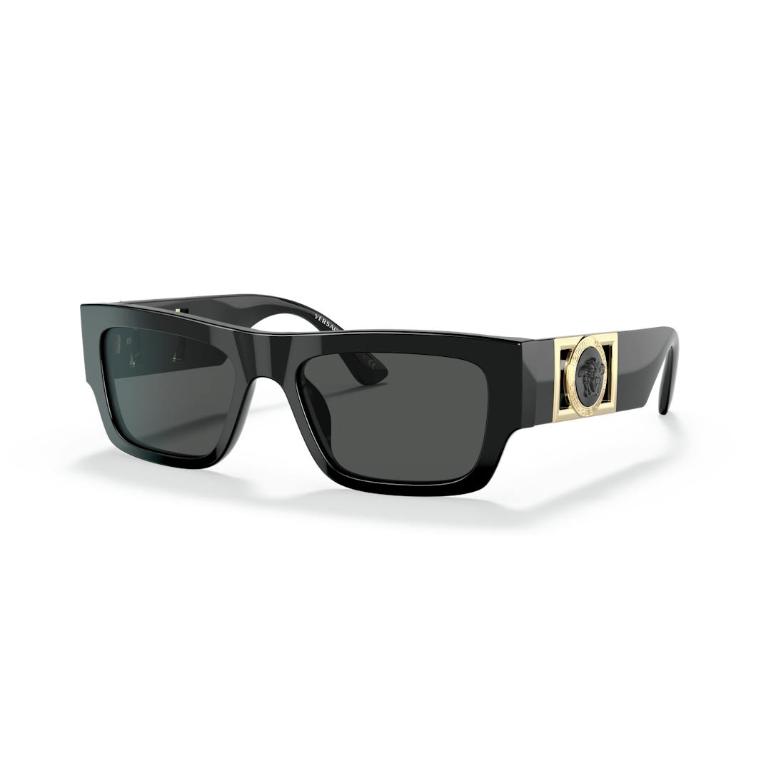 Versace VE4416U Lunettes de Soleil Homme - Rectangle Noir - Possibilité de verres correcteurs - Adap