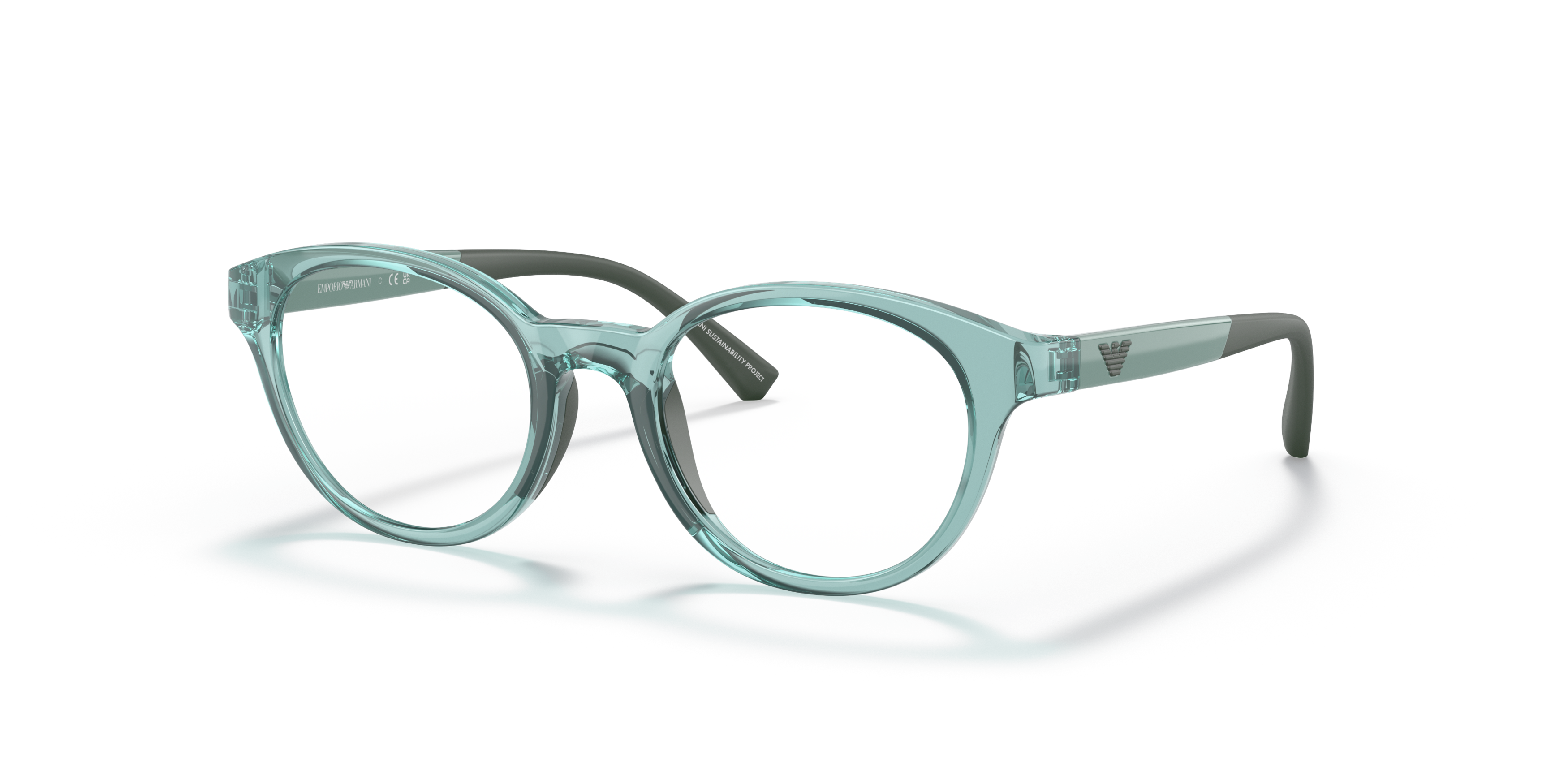 Angle_Left01 Emporio Armani EK 3205 Children's Glasses Transparent / Transparent, Grey