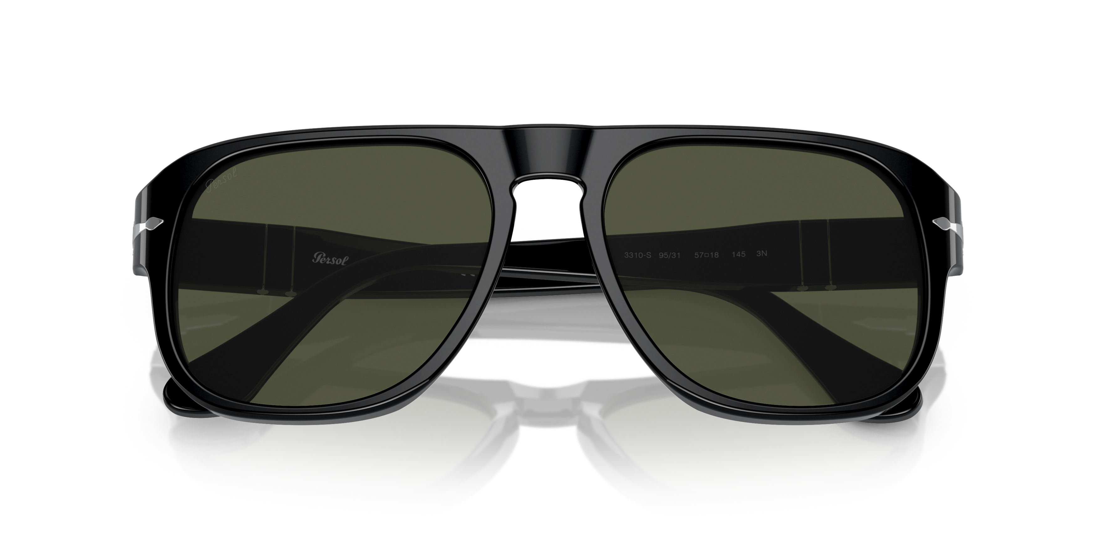 Folded Persol PO 3310S (95/31) Sunglasses Green / Black