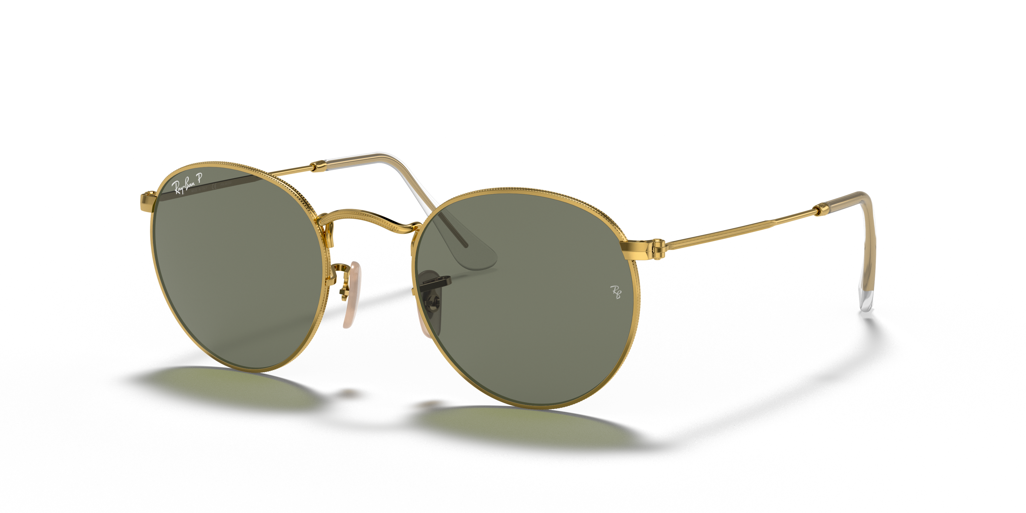 Angle_Left01 Ray-Ban Round Metal RB3447 001 Groen / Goud