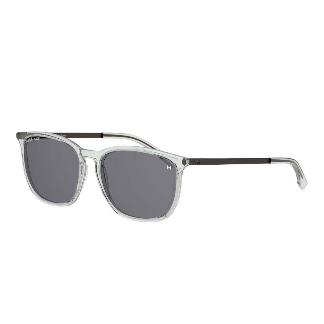 Heritage HESM0020 Lunettes de Soleil Homme - Rectangle Gris Cristal - Possibilité de verres correcte