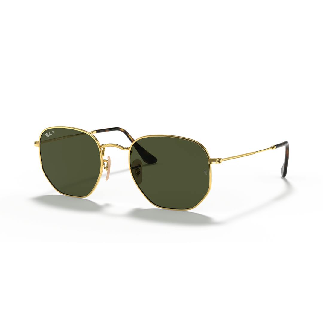 Ray-Ban Hexagonal RB3548N Lunettes de Soleil - Hexagonale Doré - Verres Polarisés - Possibilité de v