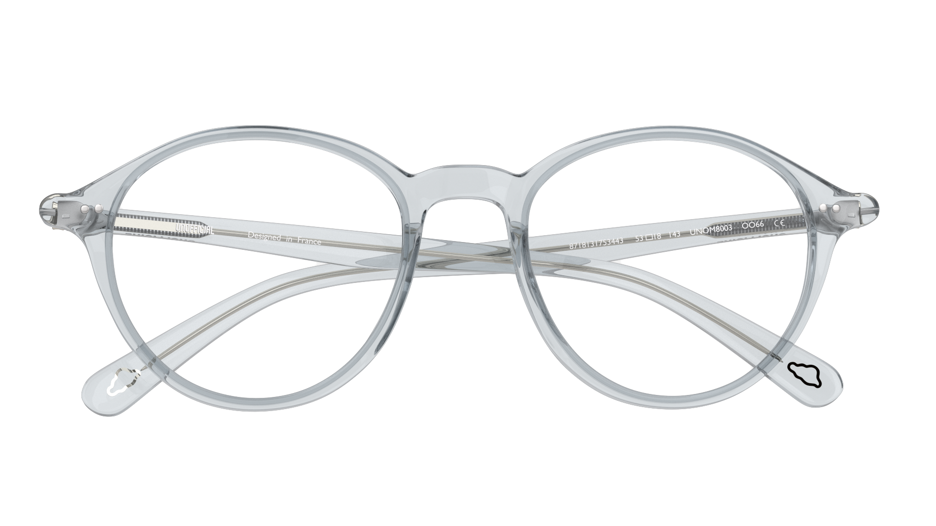 Folded Unofficial UNOM0185 (GG00) Glasses Transparent / Transparent, Grey