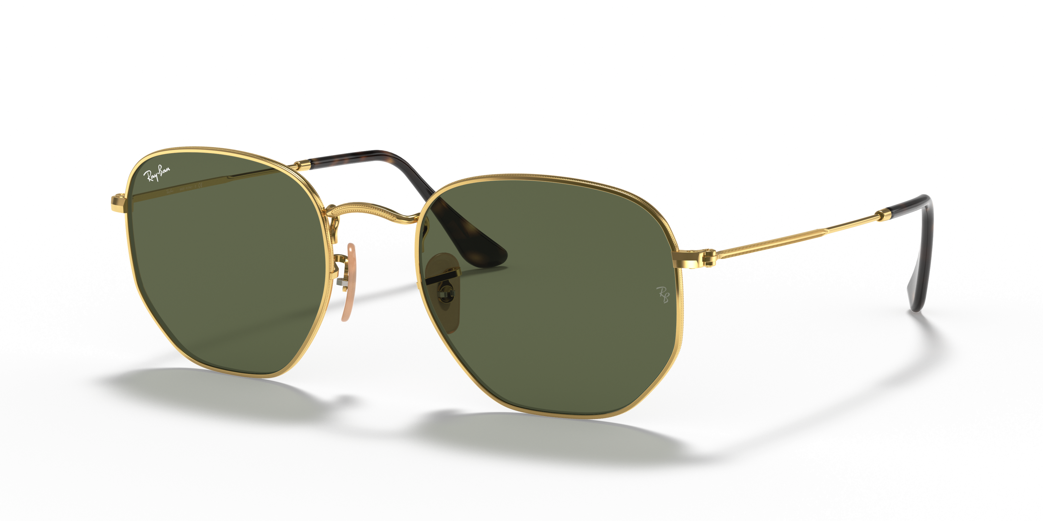 Angle_Left01 Ray-Ban RB 3548N (001) Sunglasses Green / Gold