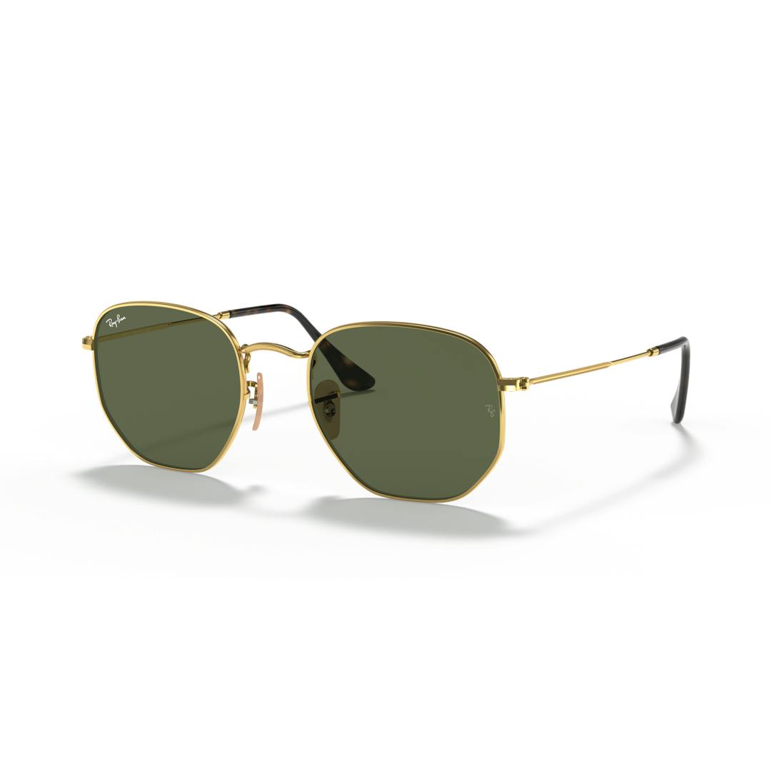 Ray-Ban Hexagonal RB3548N Lunettes de Soleil Homme - Hexagonale Doré Vert - Possibilité de verres co