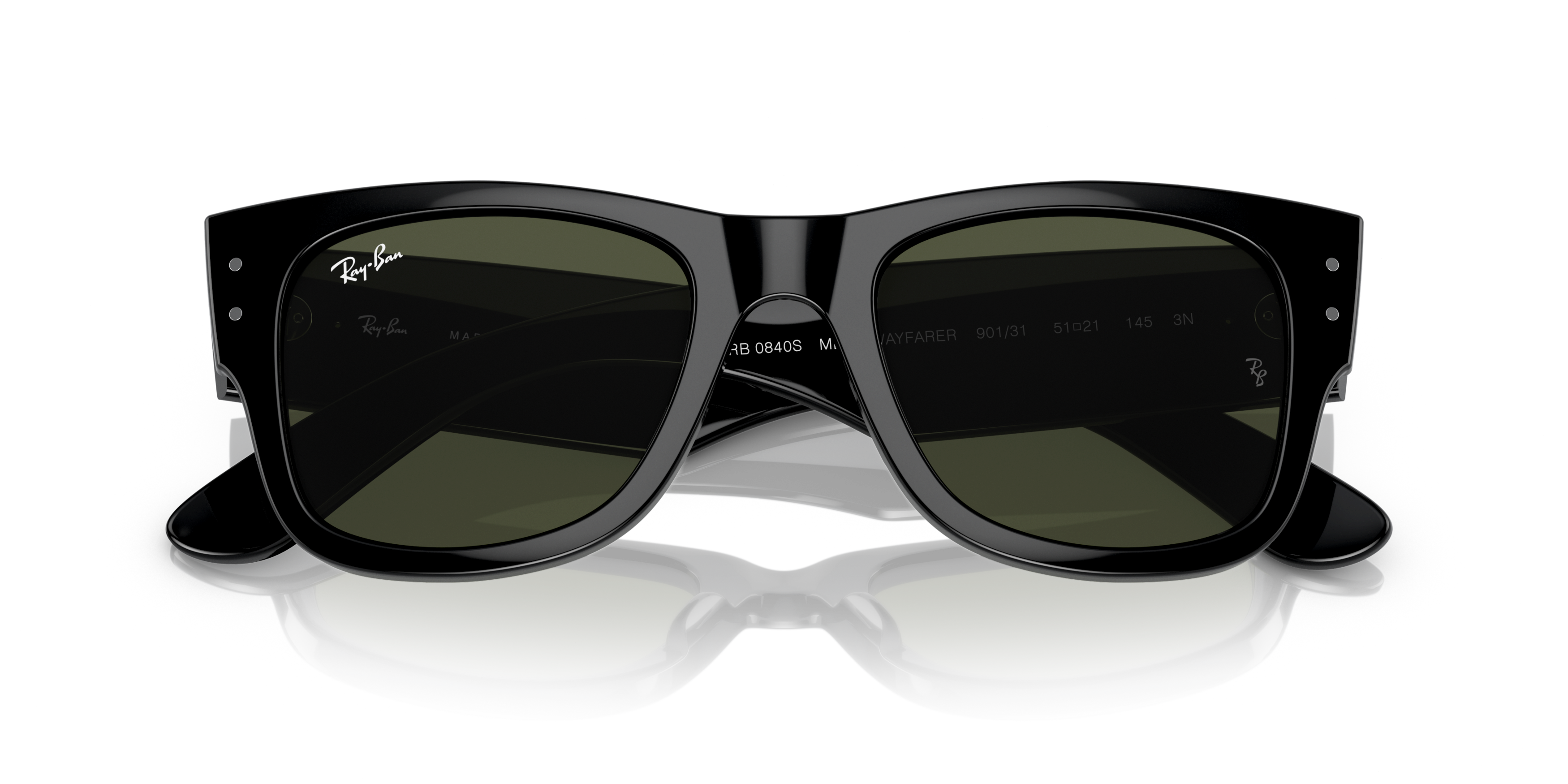 Folded Ray-Ban Mega Wayfarer RB 0840S Sunglasses Green / Black