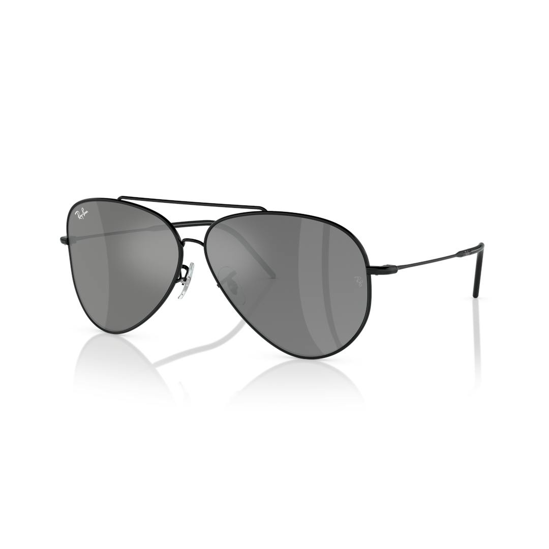 Ray-Ban Aviator Reverse 0RBR0101S Solbriller - Firkantede Sort Spejlede Linser