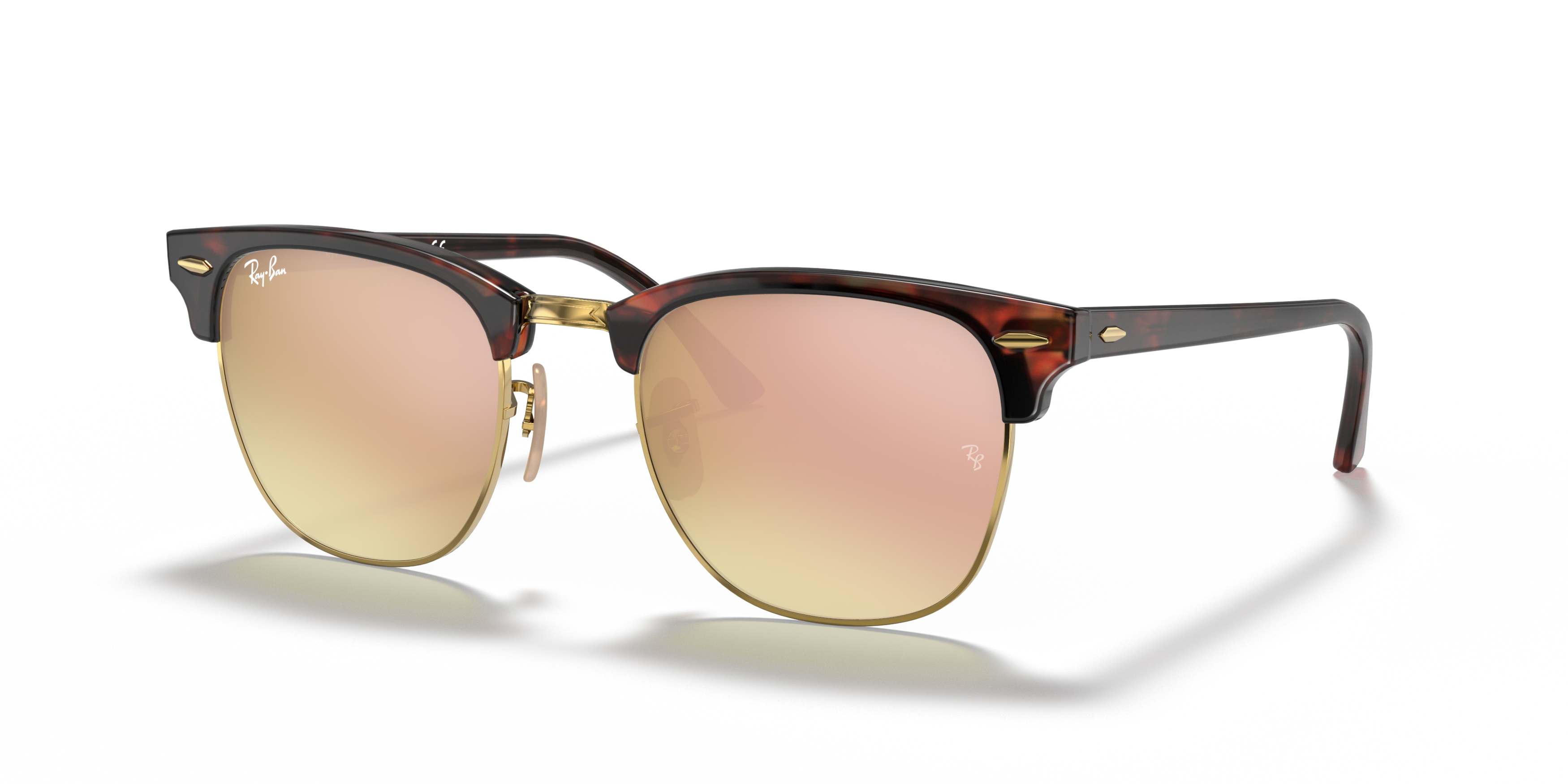 Angle_Left01 Ray-Ban Clubmaster RB 3016 Sunglasses Pink / Gold