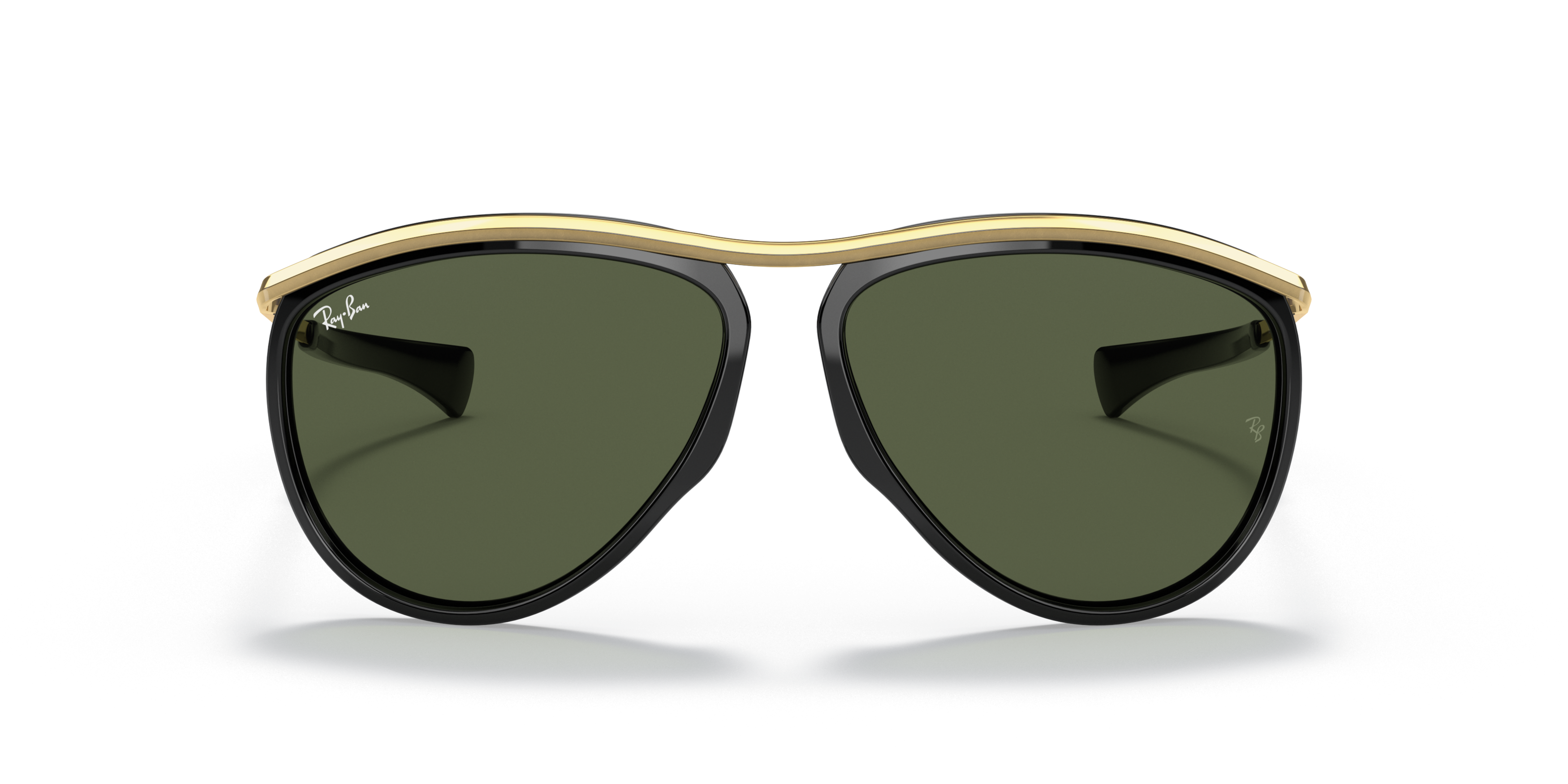 Front Ray-Ban Olympian Aviator RB 2219 Sunglasses Green / Black