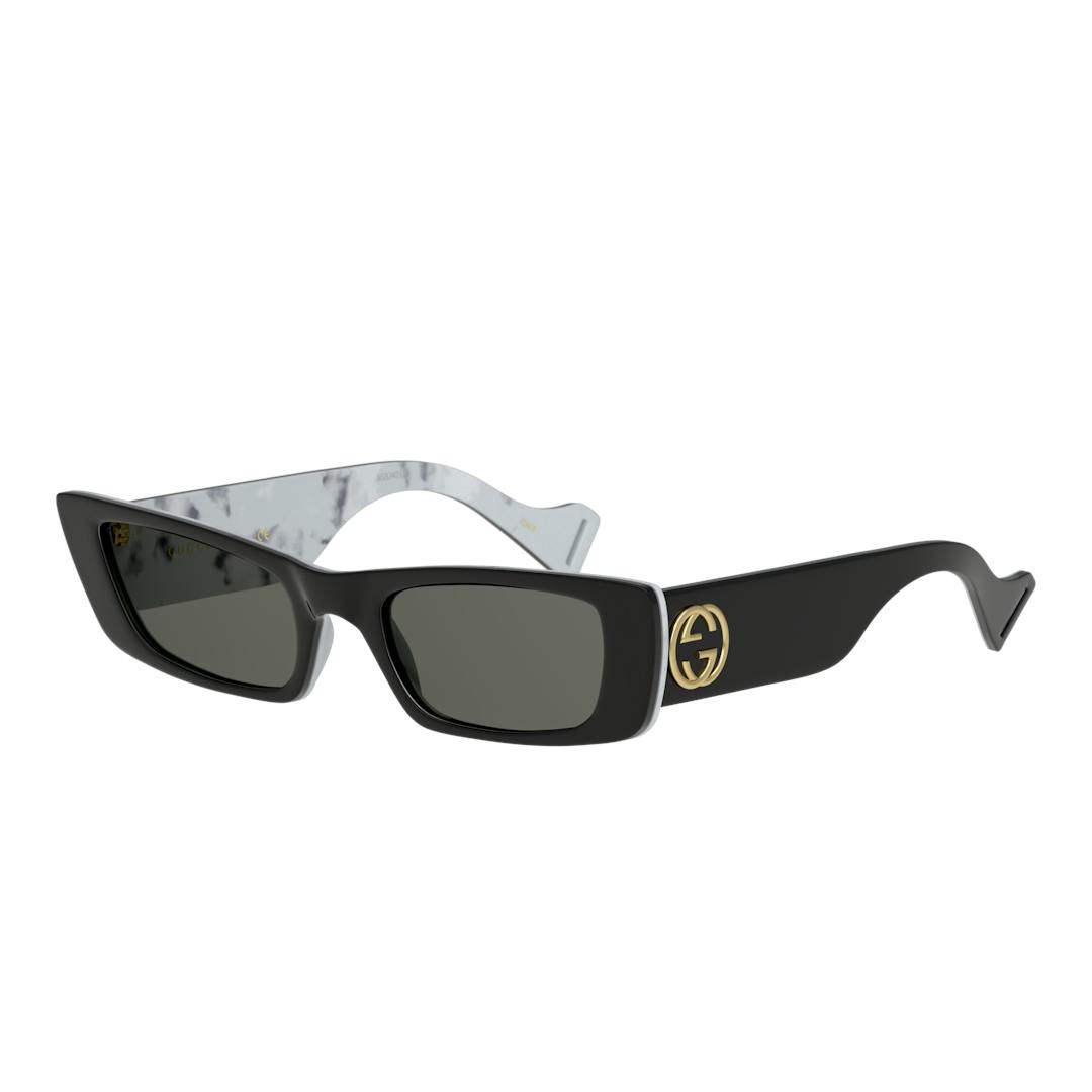 Gucci GG0516S Lunettes de Soleil Femme - Rectangle Noir Gris - Possibilité de verres correcteurs - A