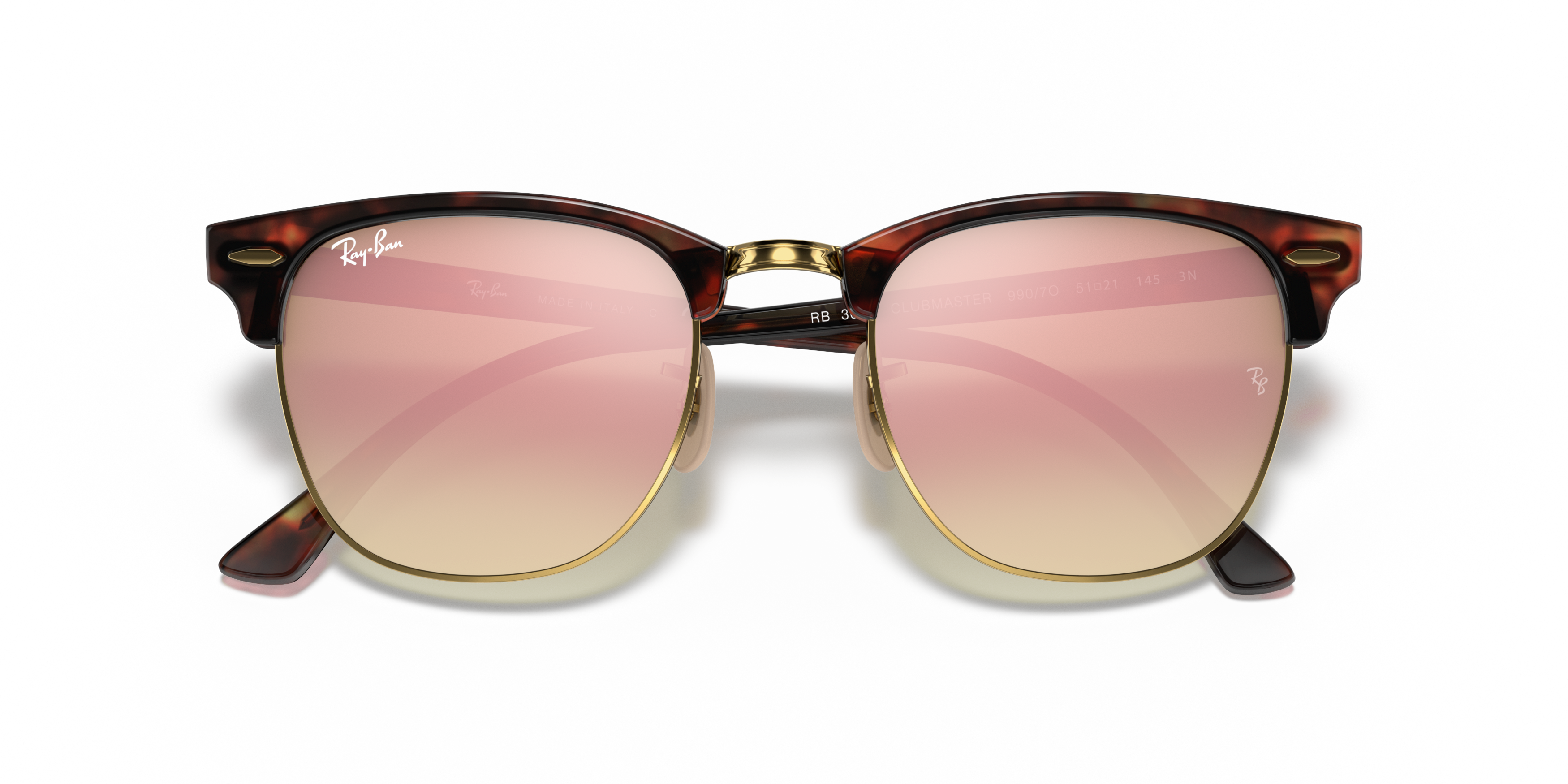 Folded Ray-Ban Clubmaster RB 3016 Sunglasses Pink / Gold
