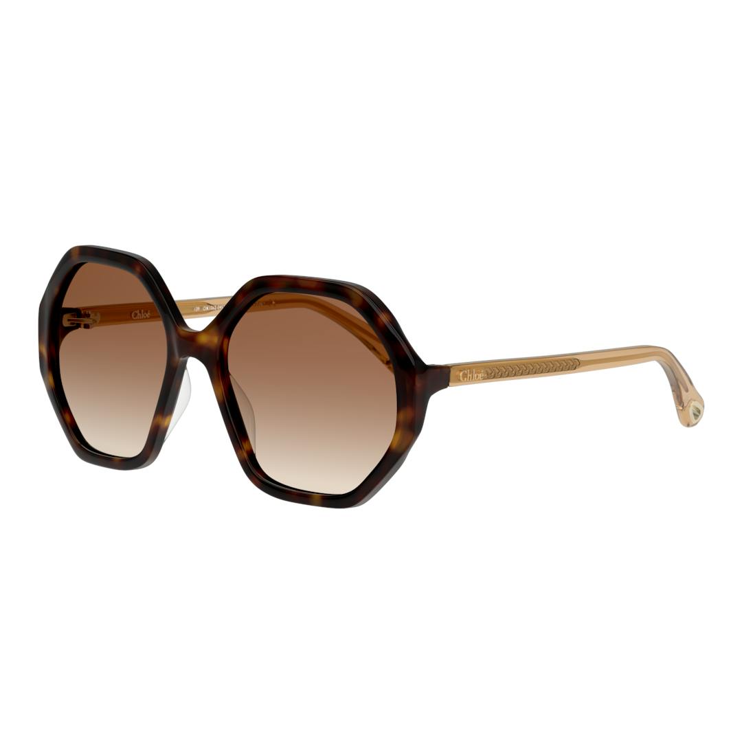 Chloe CH0008S Lunettes de Soleil Femme - Ronde Marron - Possibilité de verres correcteurs - Adaptabl