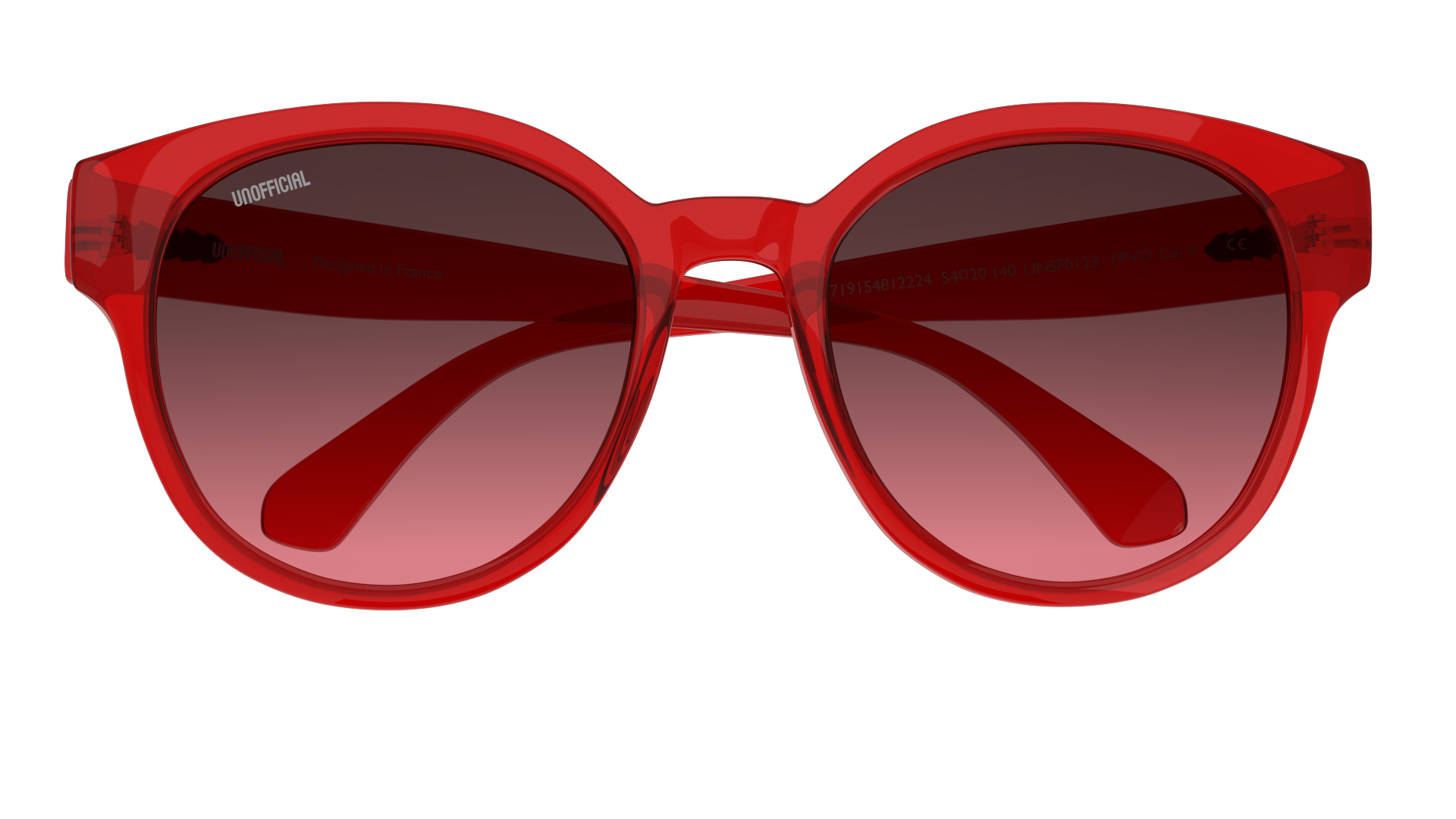 Folded Unofficial UNSF0123 (PPV0) Sunglasses Violet / Transparent, Red