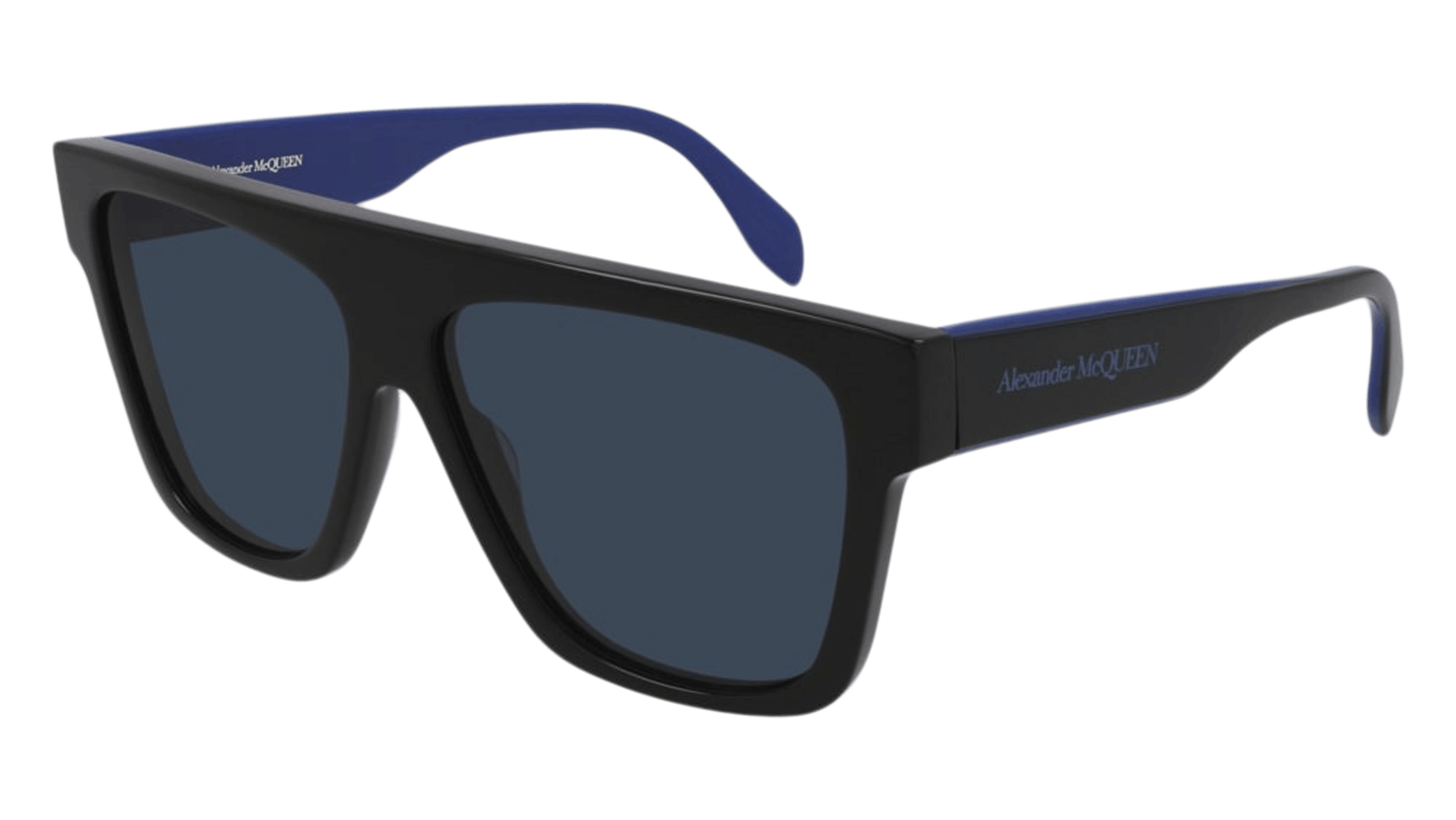 Angle_Left01 Alexander McQueen AM 0302S (004) Sunglasses Blue / Black