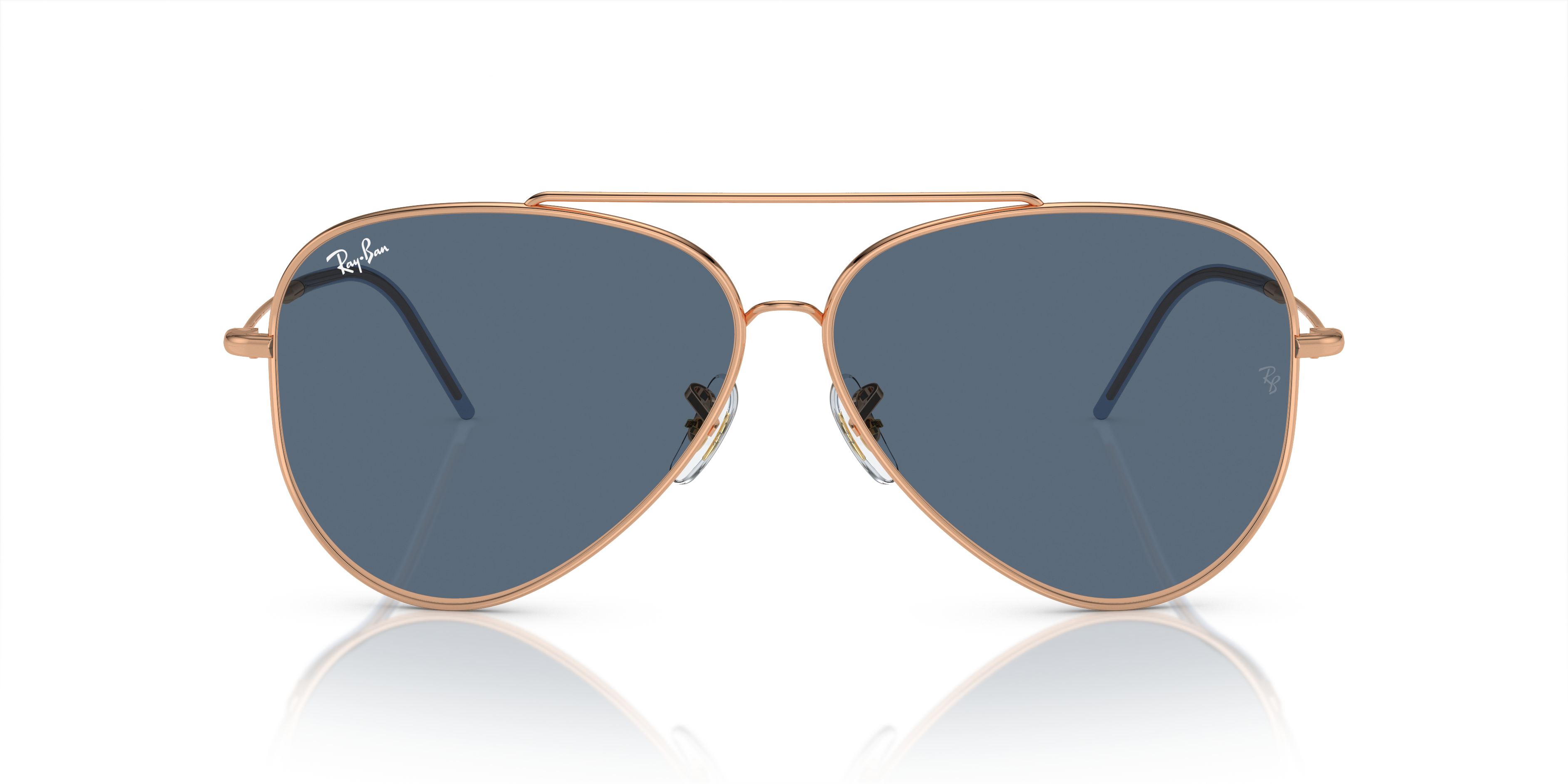 Front Ray-Ban Aviator Reverse RBR 0101S (92023A) Sunglasses Blue / Rose Gold