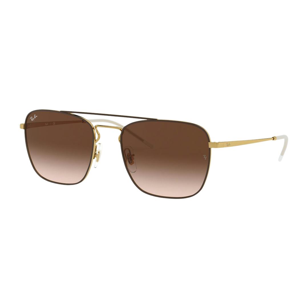 Ray-Ban RB3588 Lunettes de Soleil Homme - Carrée Doré Marron - Possibilité de verres correcteurs - A