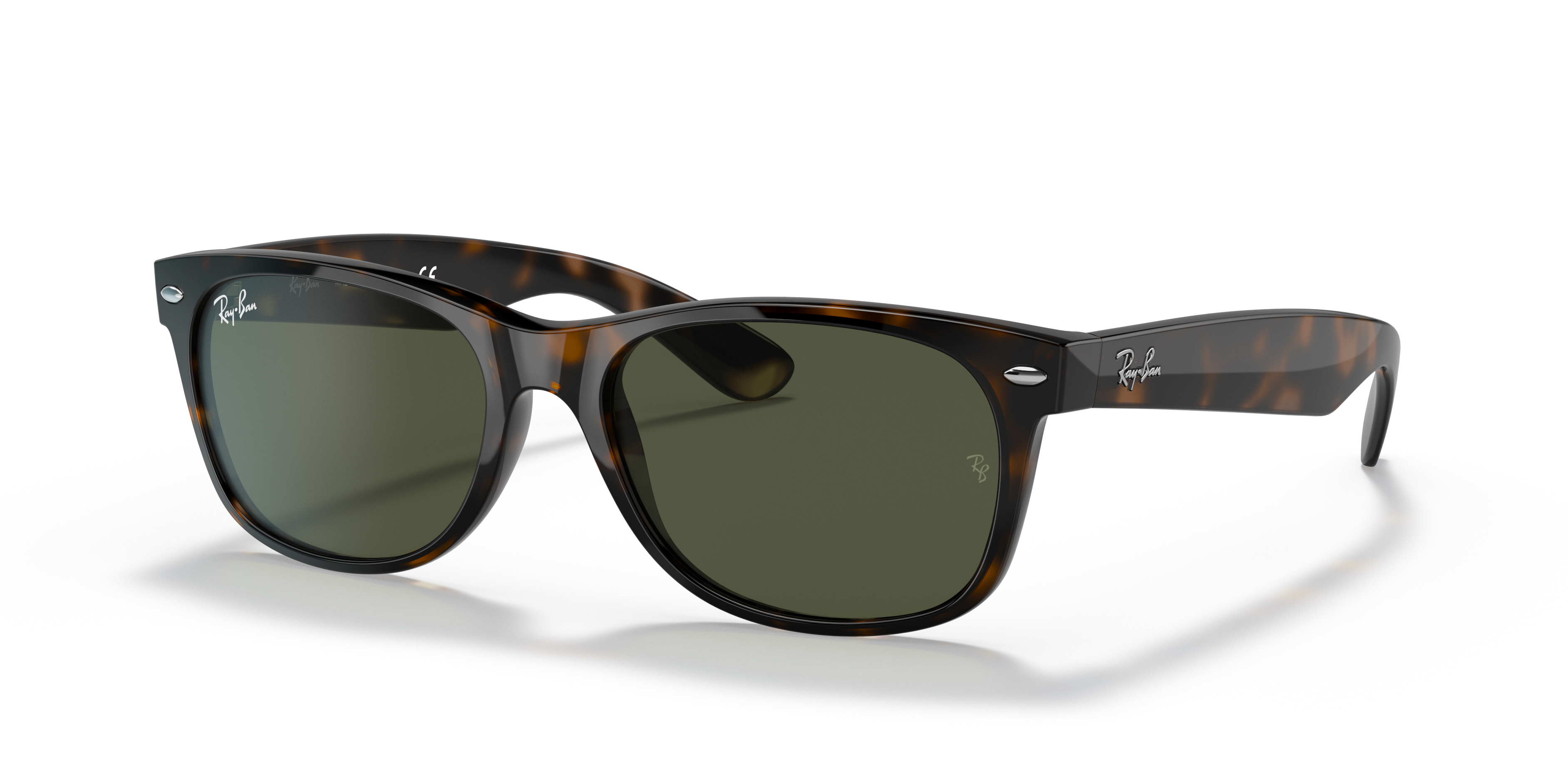 Angle_Left01 Ray-Ban New Wayfarer RB 2132 (902L) Sunglasses Green / Tortoise Shell